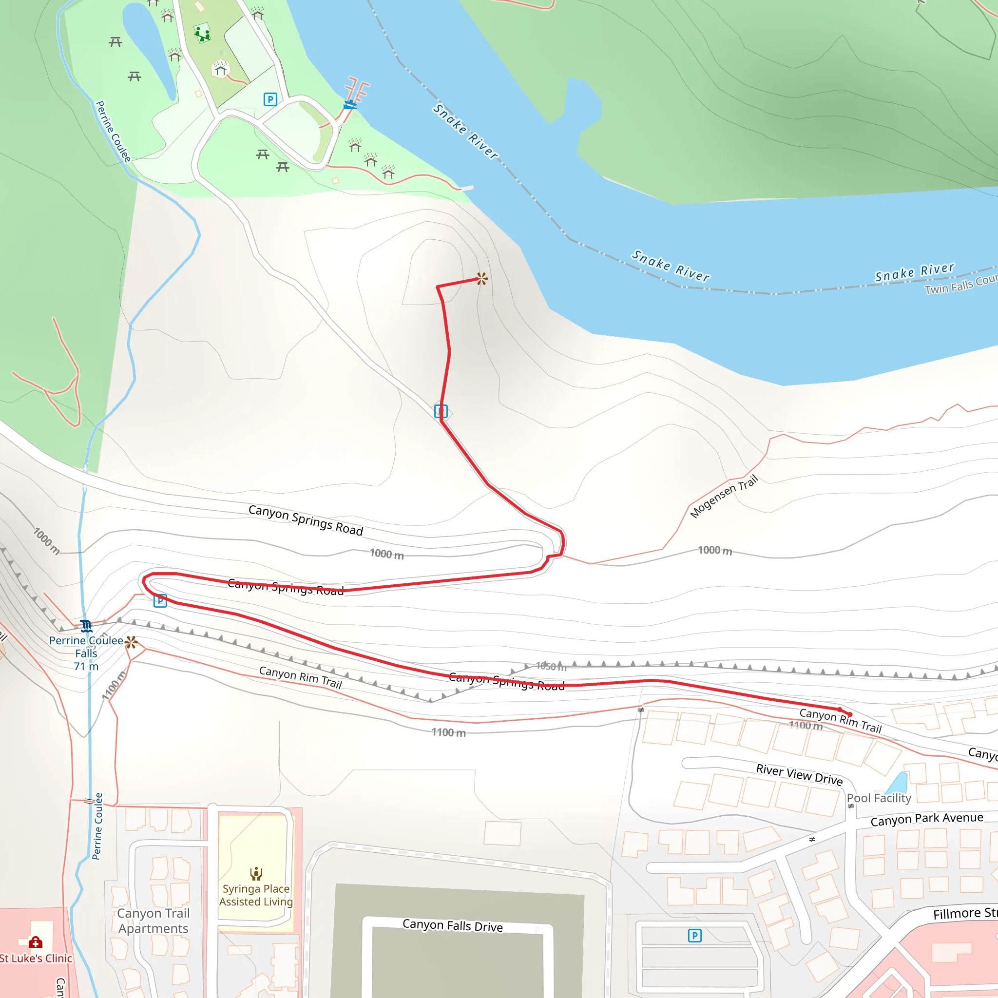 Snake River Trail from Canyon Springs Road mobile static map