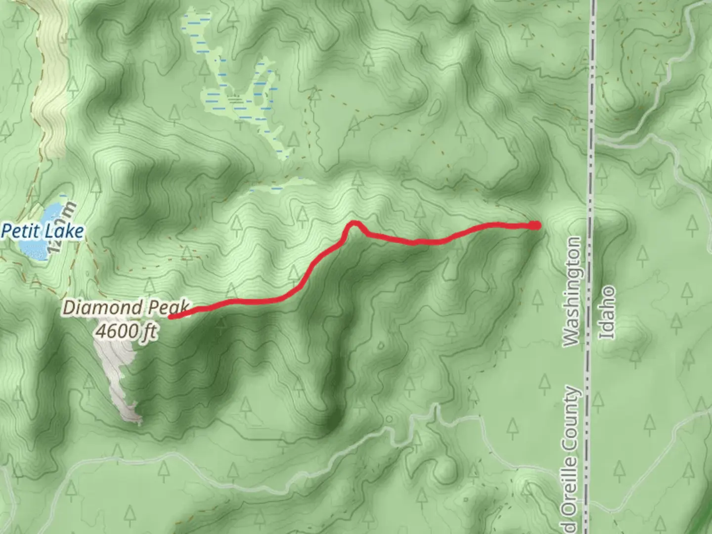 An image depicting the trail Diamond - Peak Trail and its surrounding area.