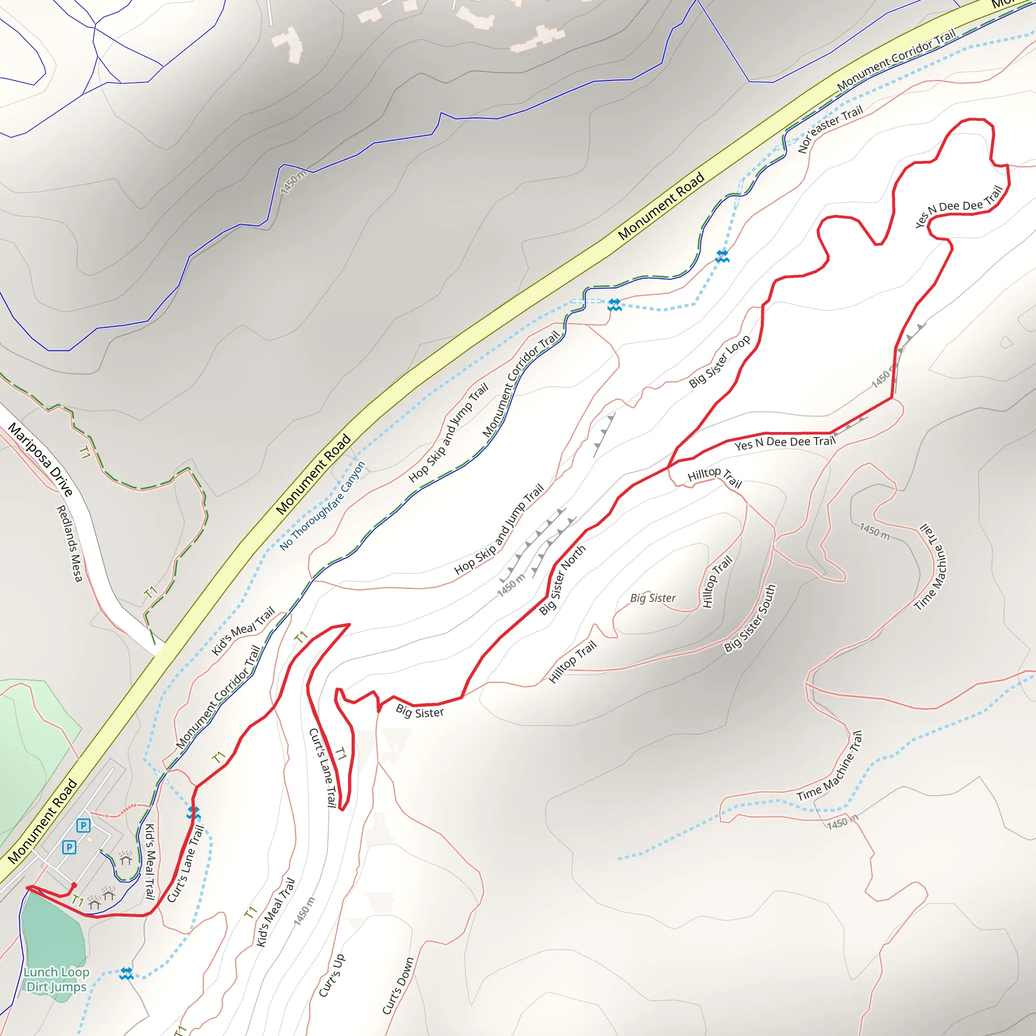 Curt's Lane and Yes N Dee Dee Loop Trail mobile static map