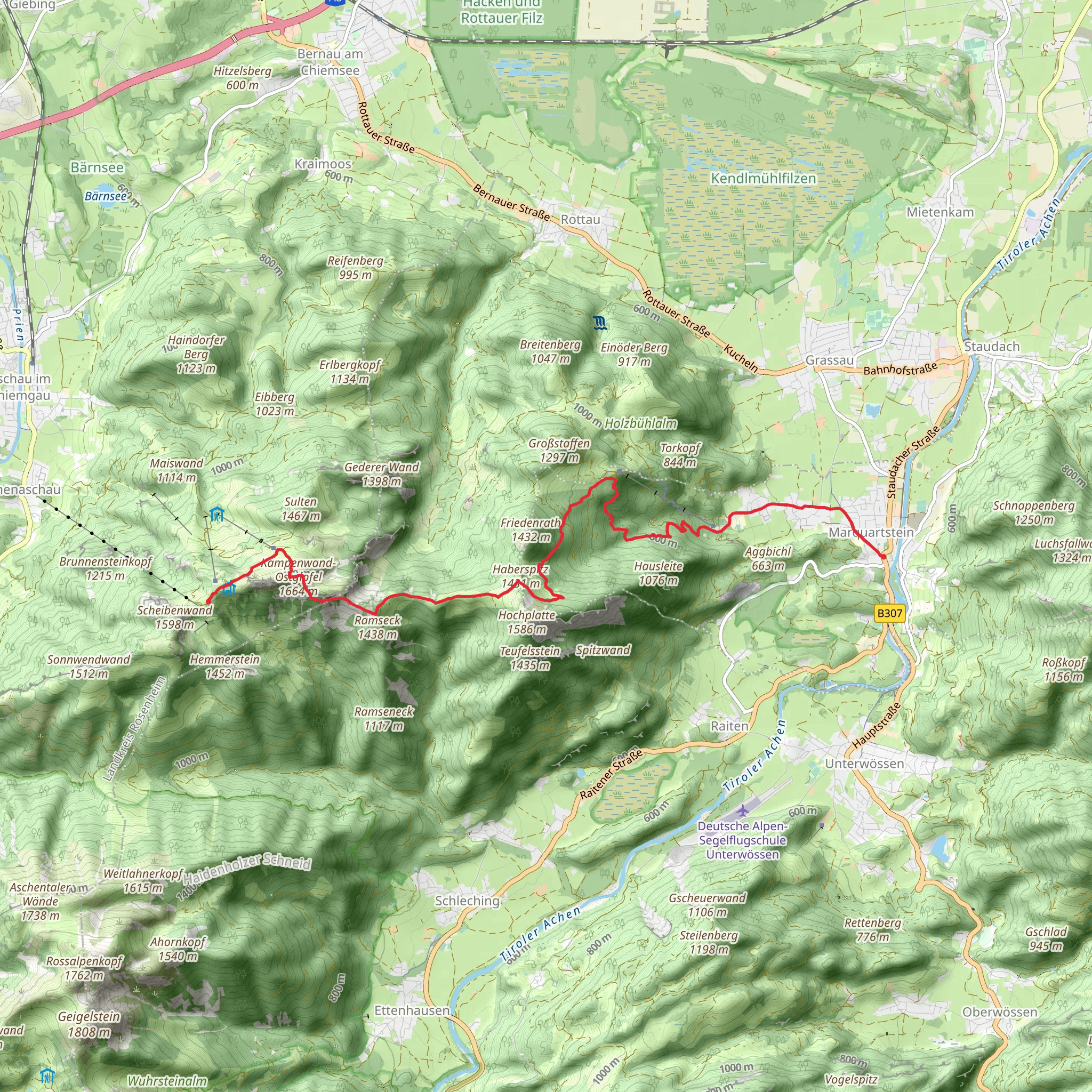 Marquartstein to Sonnenalm Unterkunftshaus via Genial Vital 5 mobile static map