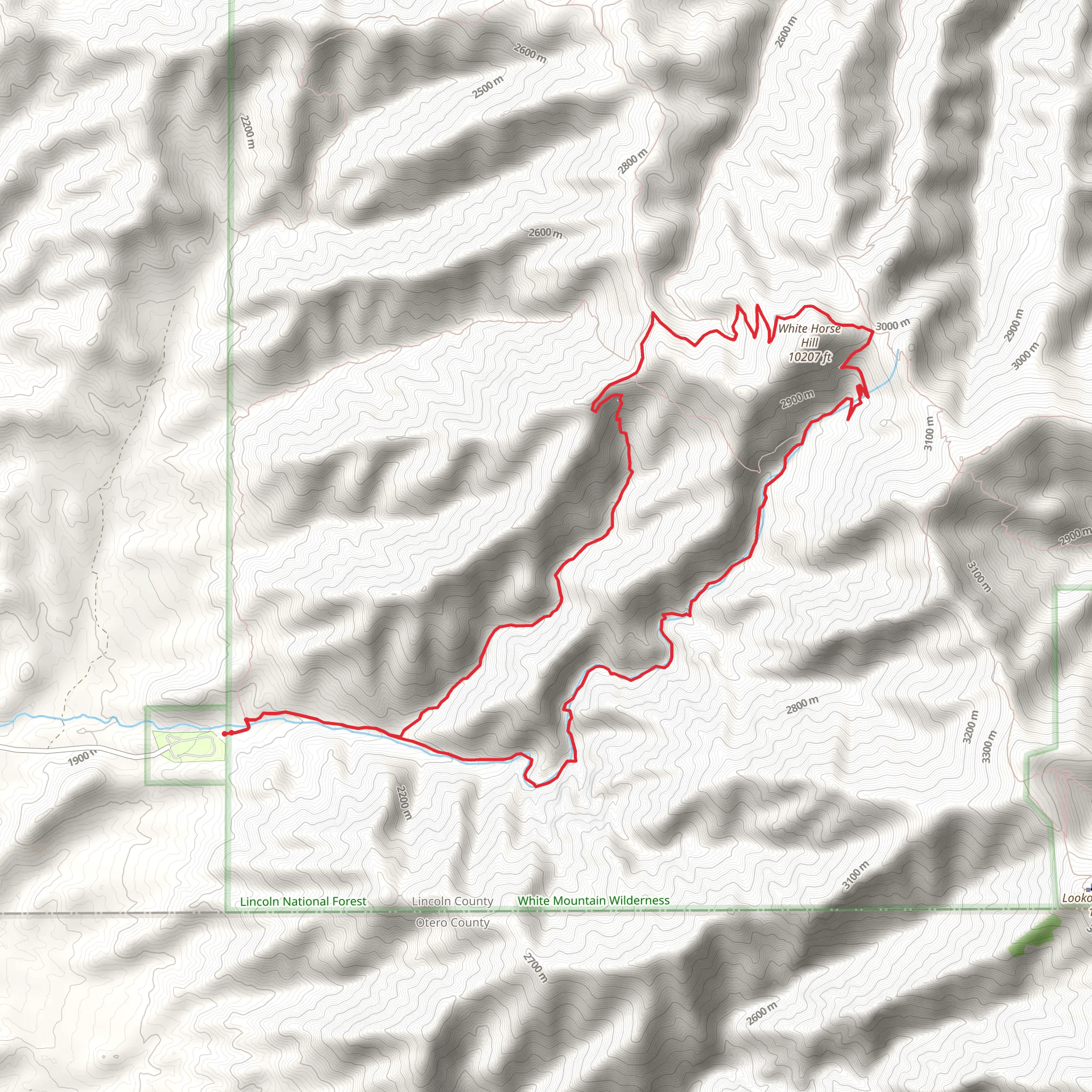 Three Rivers, Crest Trail and Dry Canyon Loop Trail mobile static map