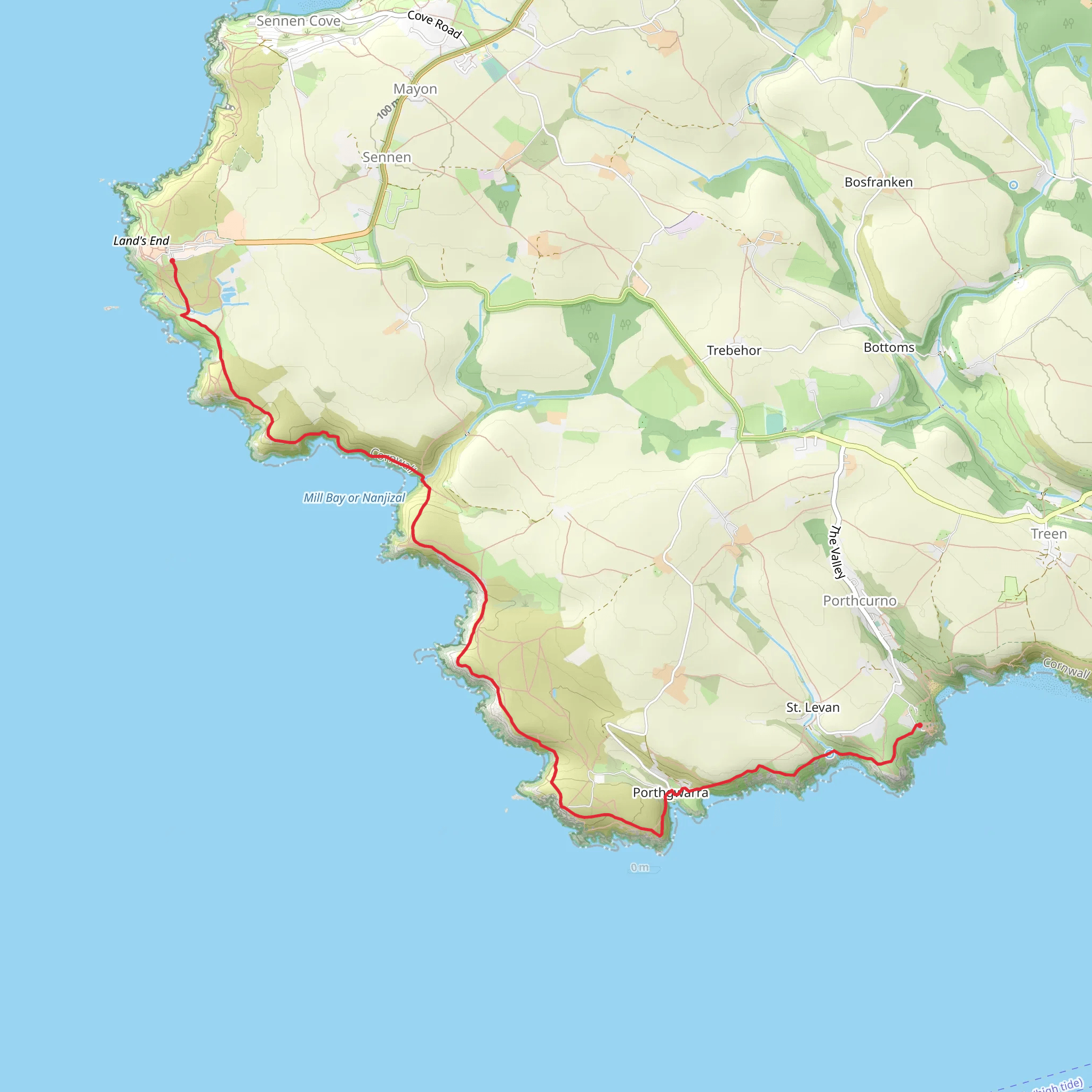 Porthcurno to Land's End Walk mobile static map