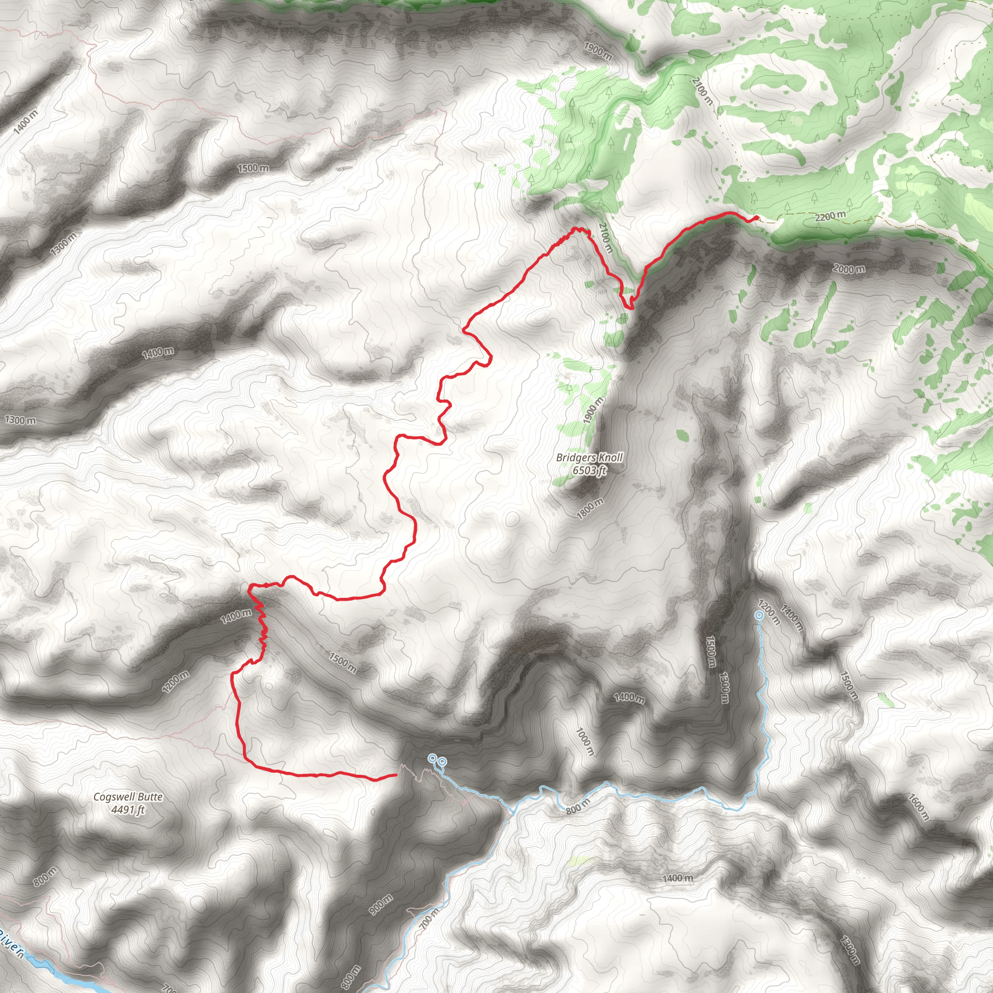 Thunder River and Bill Hill Trail mobile static map