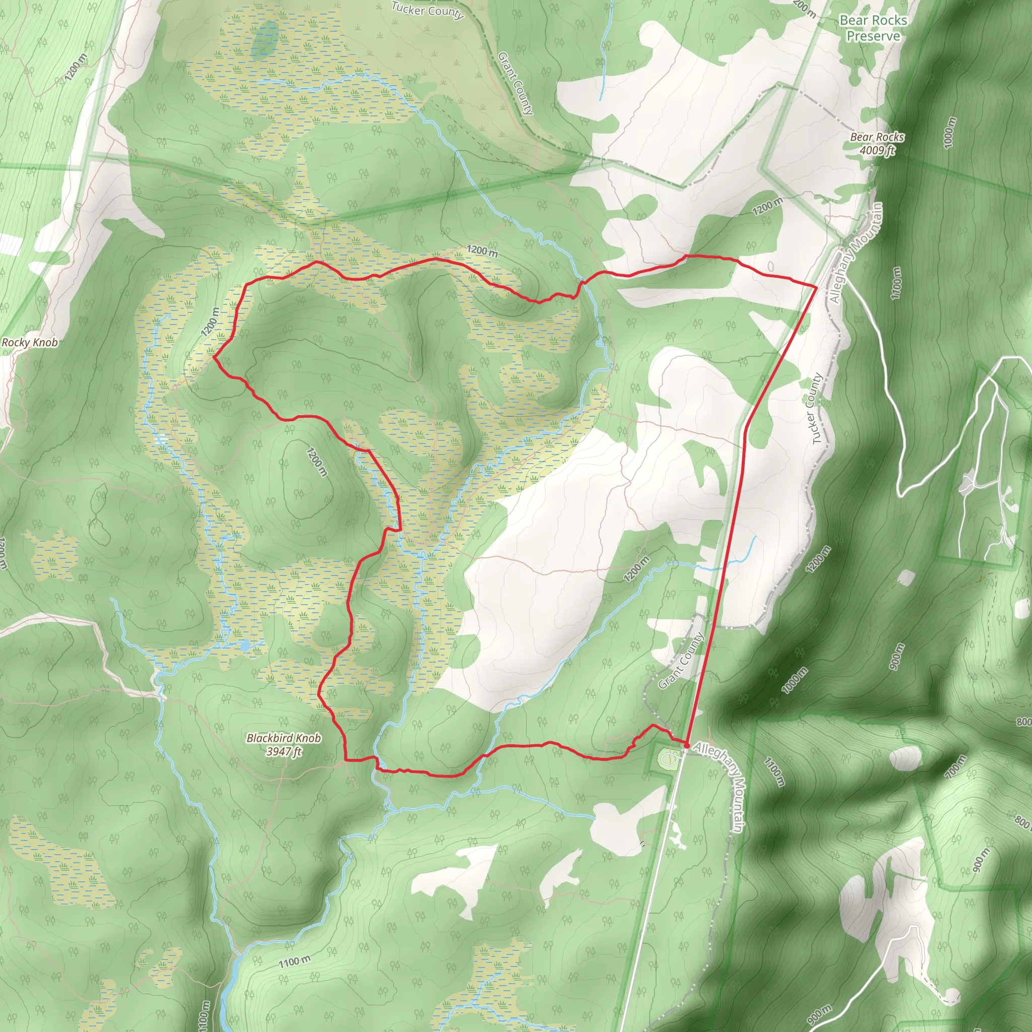 Bear Rocks Trail and ADT Loop mobile static map
