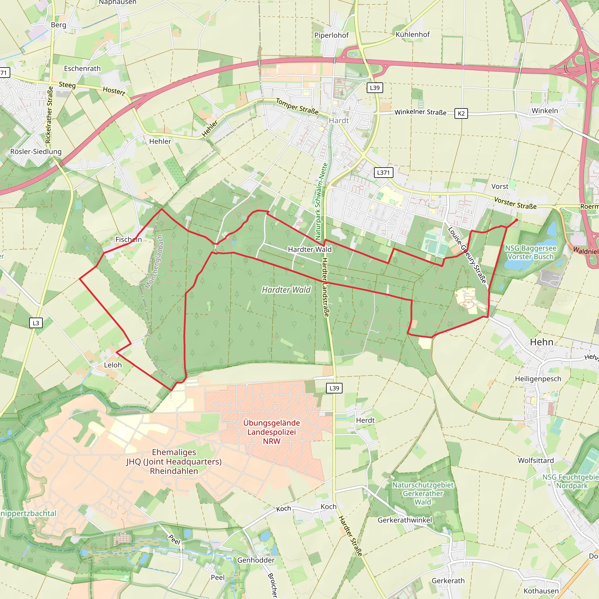 Hardter Wald Loop mobile static map