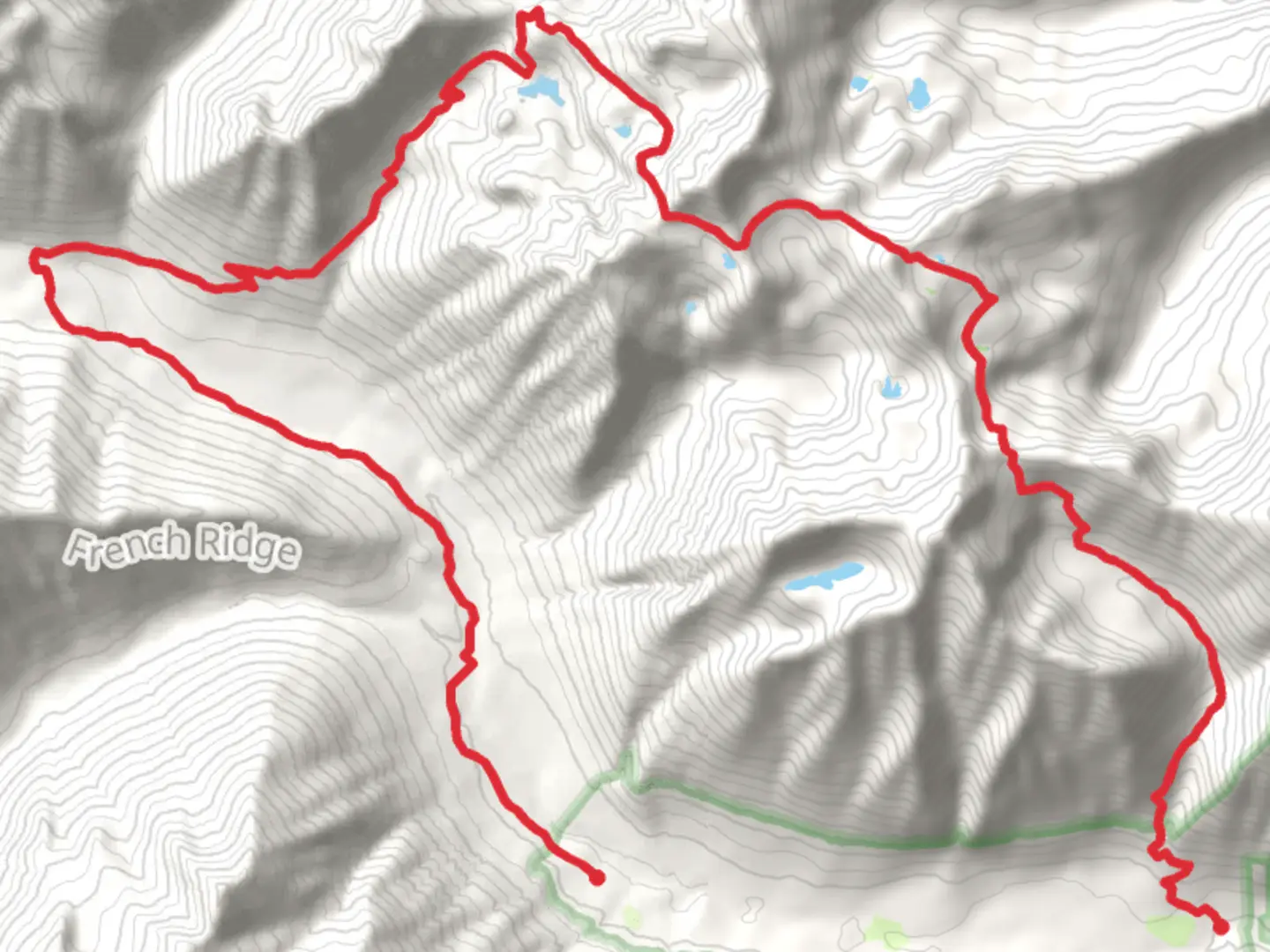 An image depicting the trail Icicle Creek, Frosty - Wildhorse, Lake Edna and Icicle Ridge Trail and its surrounding area.