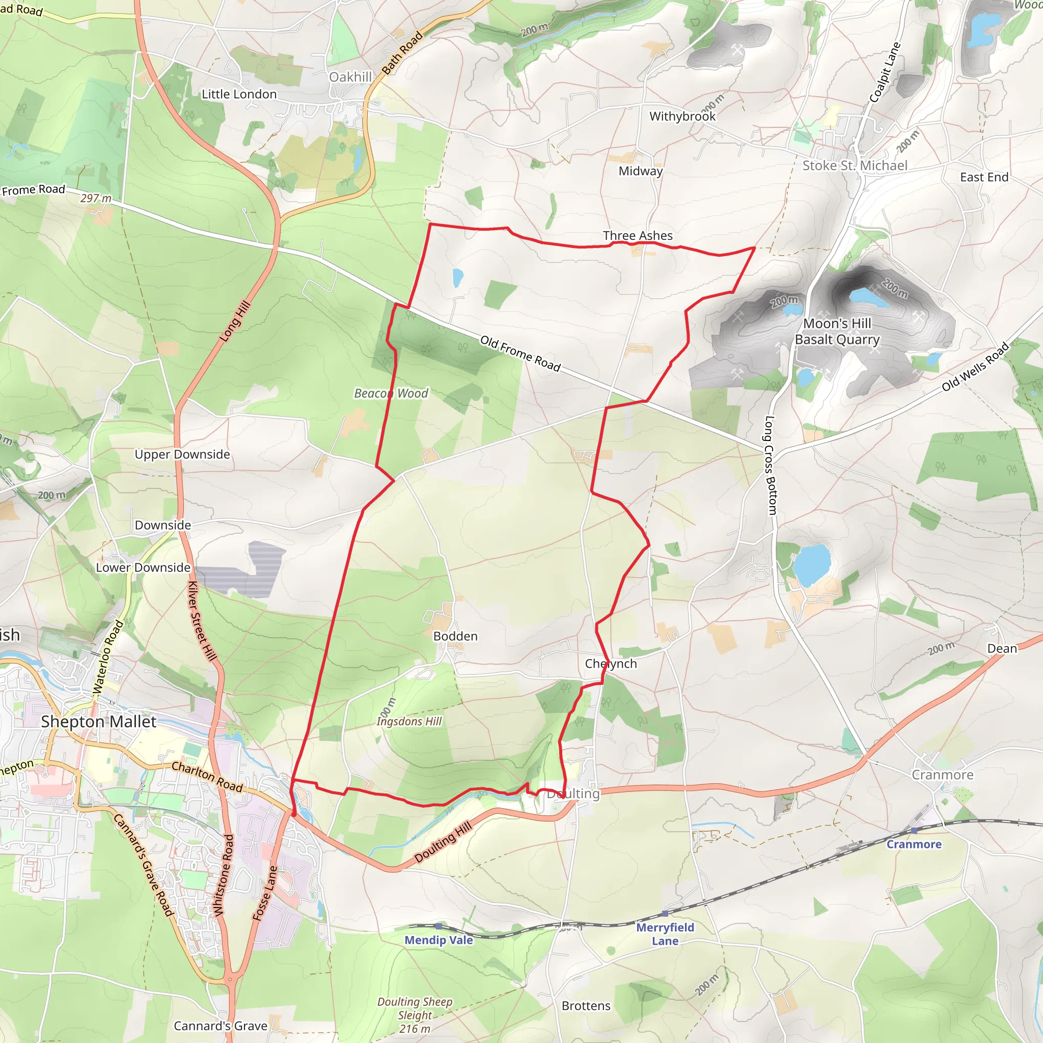 Shepton Mallet and the Fosse Way mobile static map