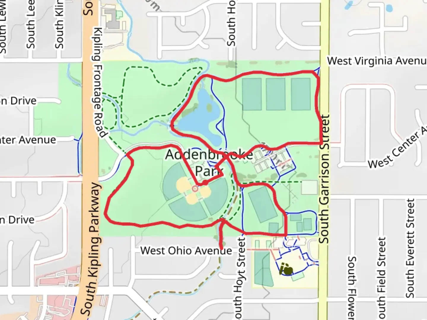 An image depicting the trail Addenbrooke Park Loop and its surrounding area.