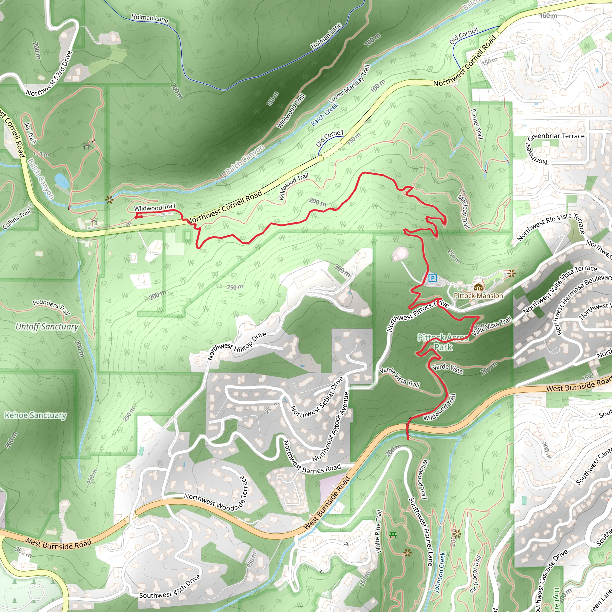 Upper Macleay Trail and Wildwood Trail mobile static map
