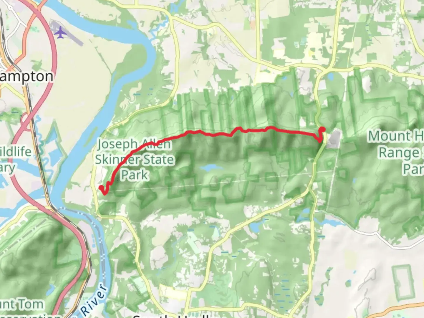 An image depicting the trail Mount Holyoke, Mount Hitchcock Bare and Mountain from Metacomet Monadnock Trail and its surrounding area.