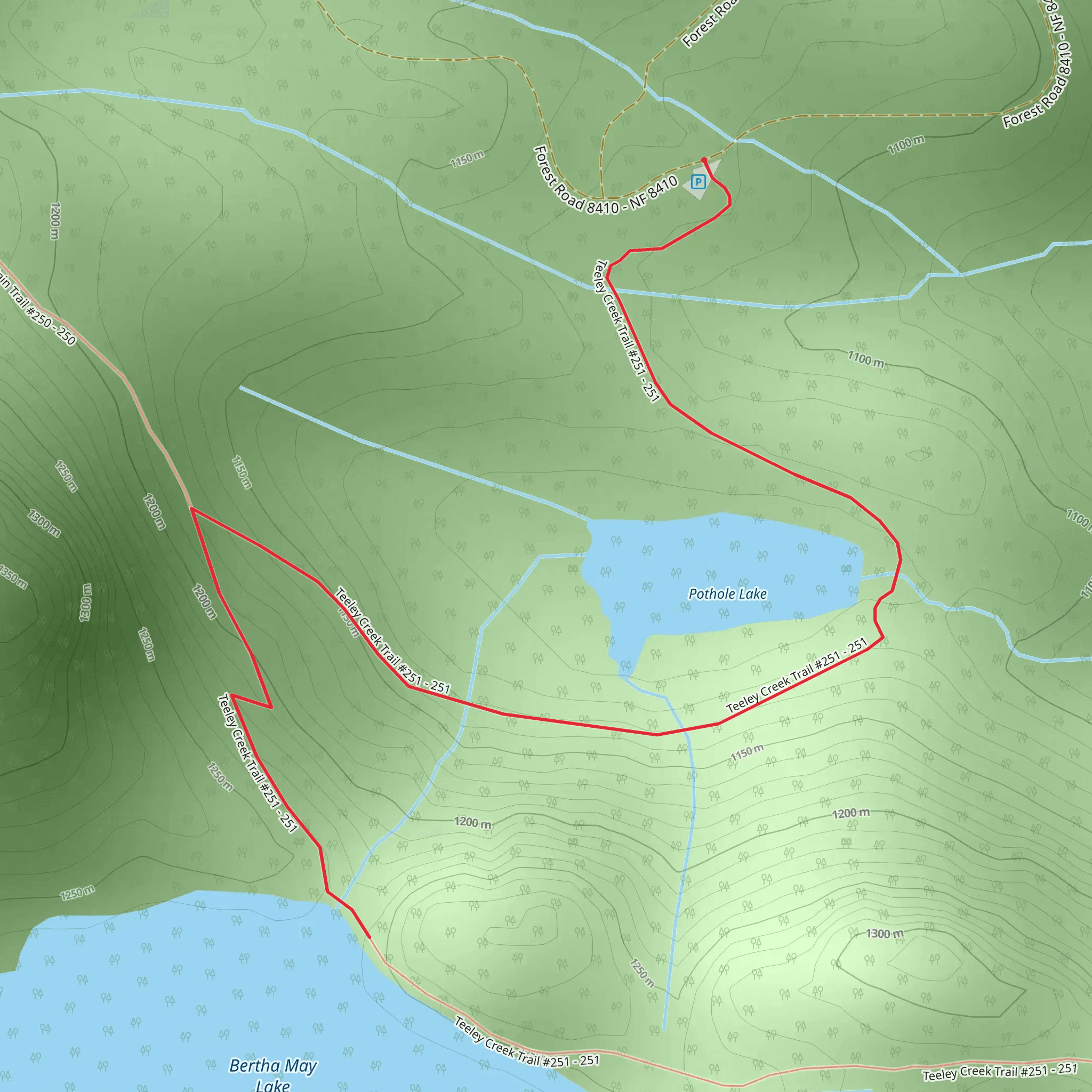 Bertha May Lake and Pothole Lake mobile static map