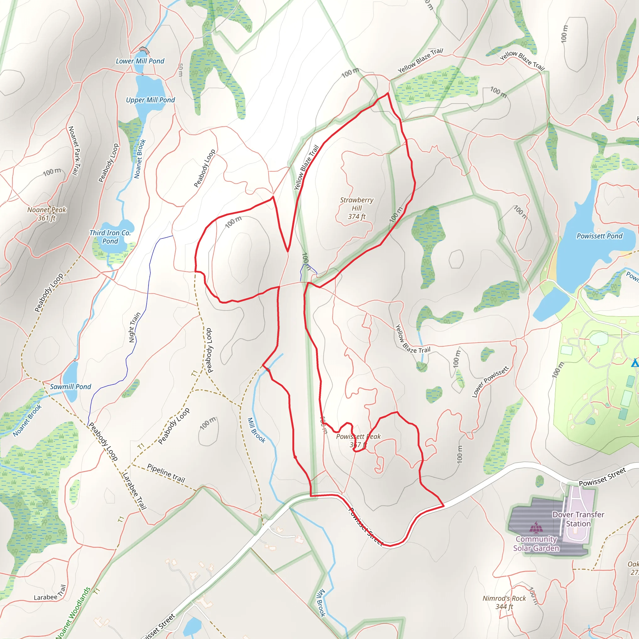 Powissett Peak and Strawberry Hill Loop via Yellow Blaze Trail mobile static map