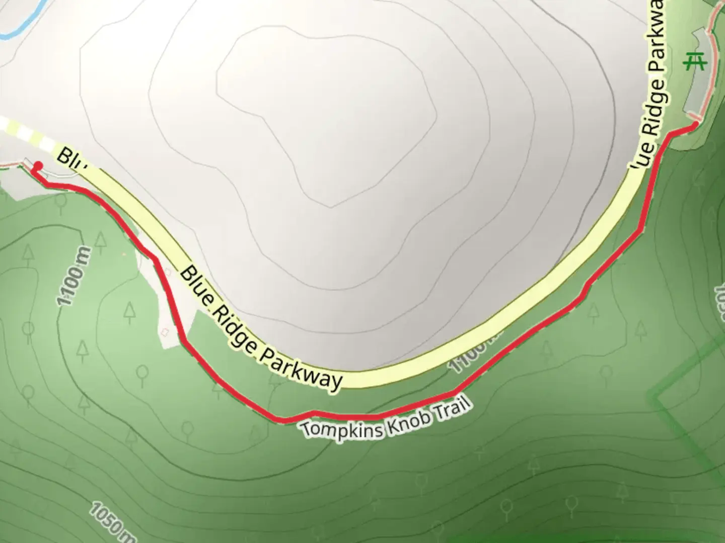 An image depicting the trail Tompkins Knob Trail and its surrounding area.