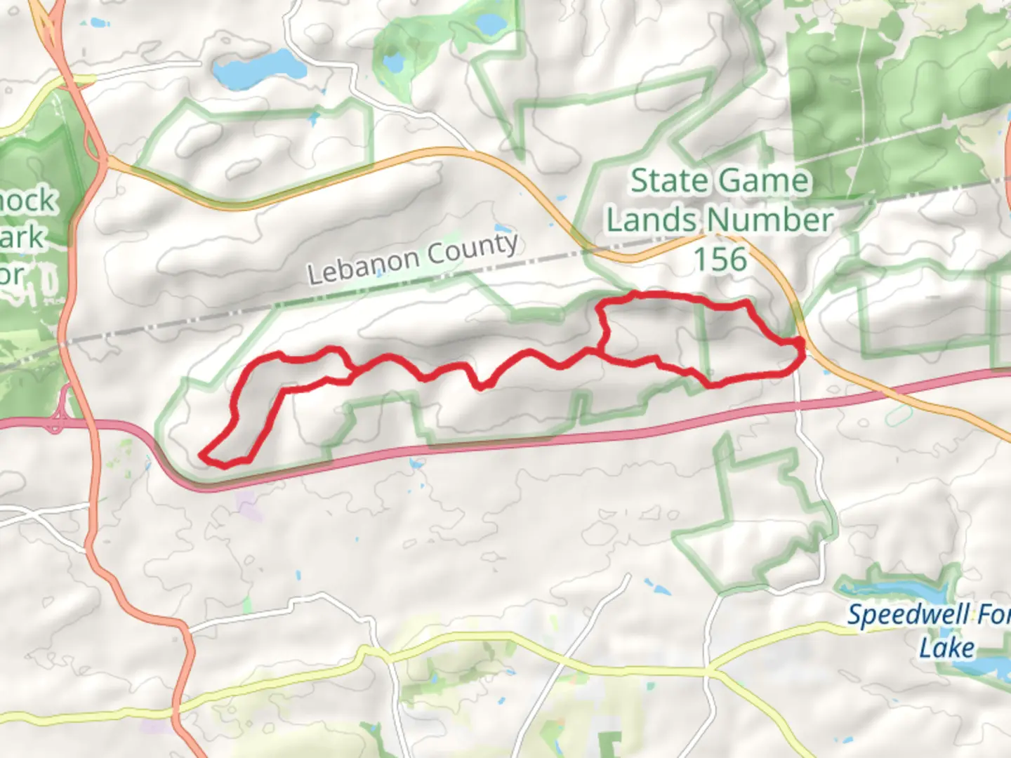 An image depicting the trail Horse-Shoe Trail and Kettle Run Loop and its surrounding area.