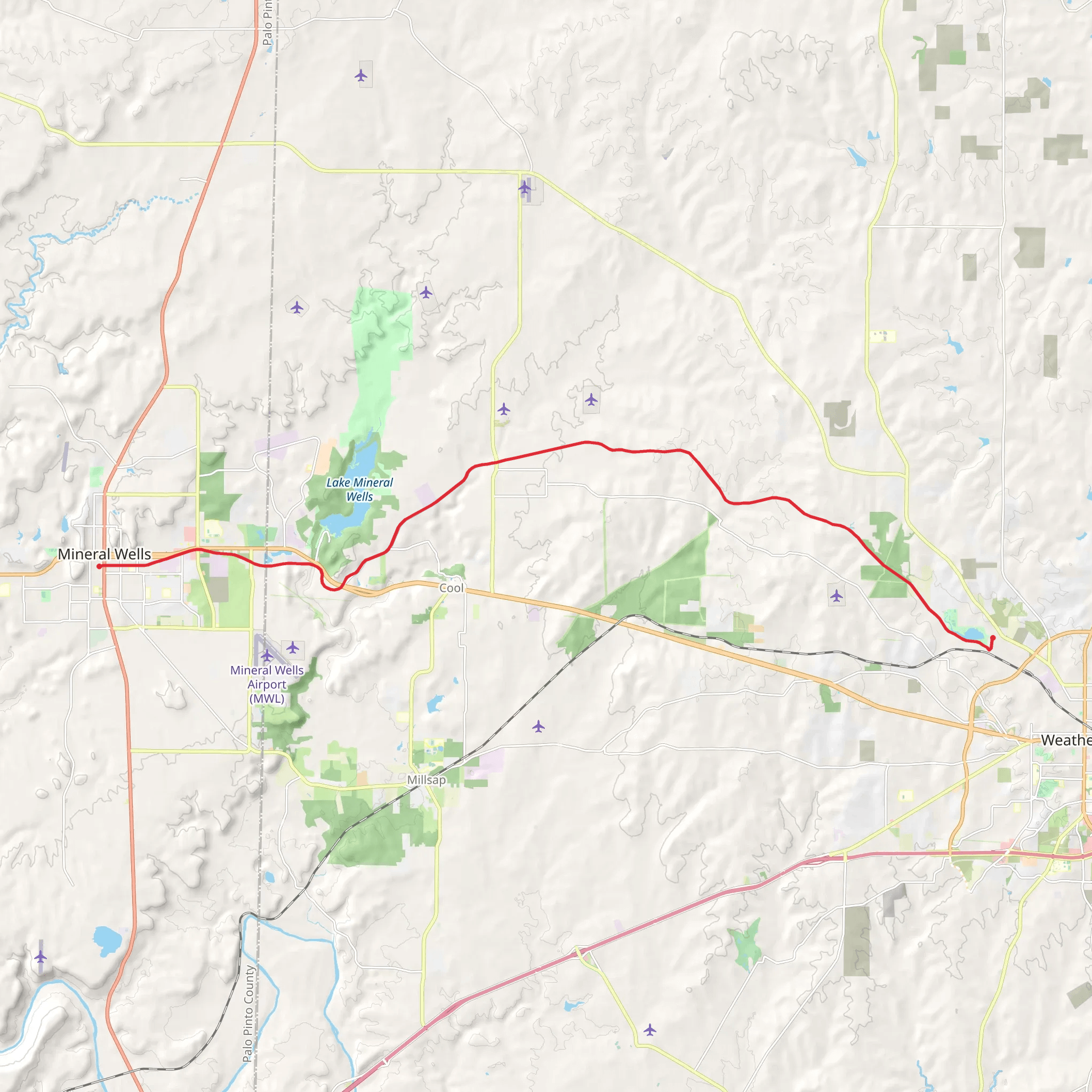 Lake Mineral Wells State Trailway mobile static map