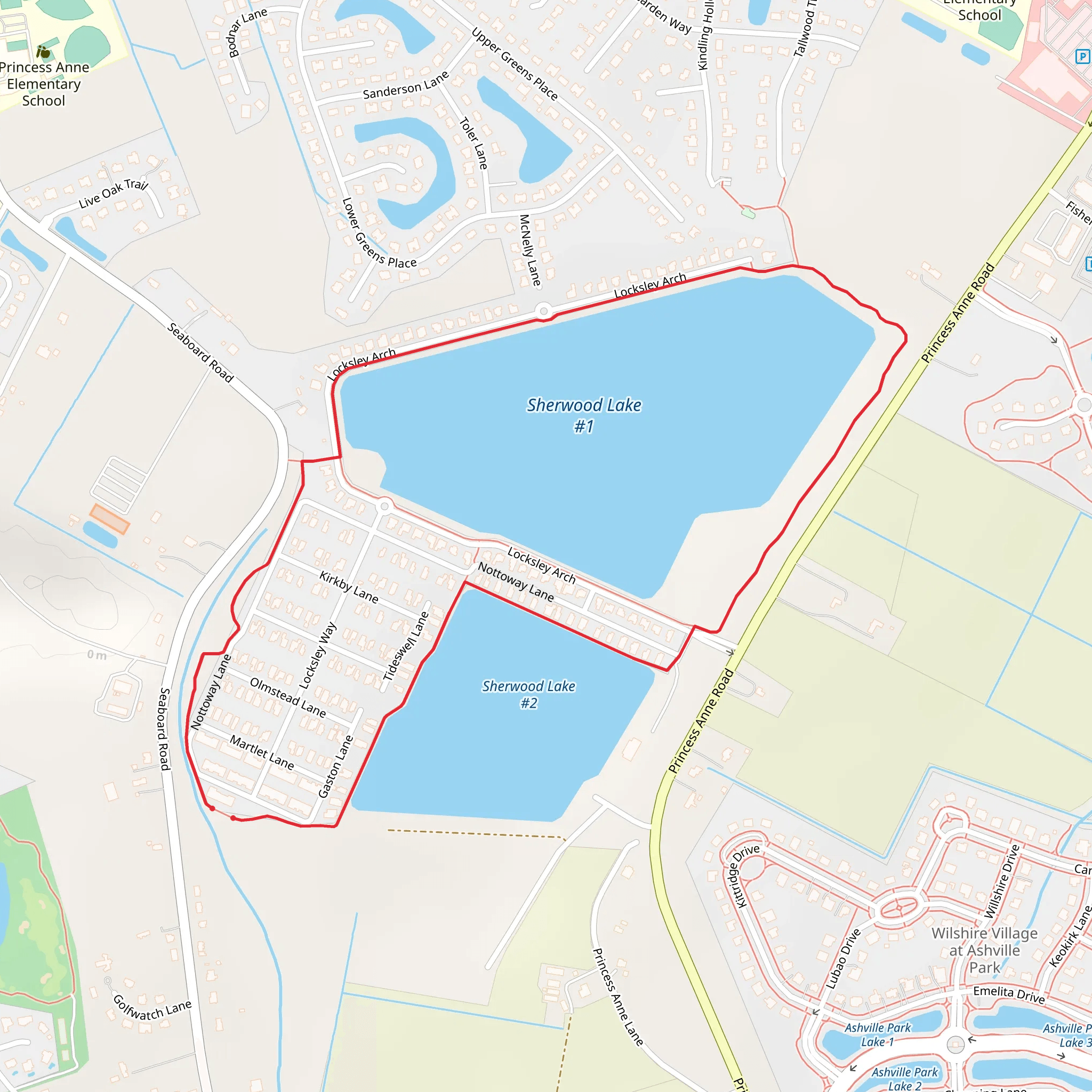 Sherwood Lakes and Locksley Arch Loop mobile static map