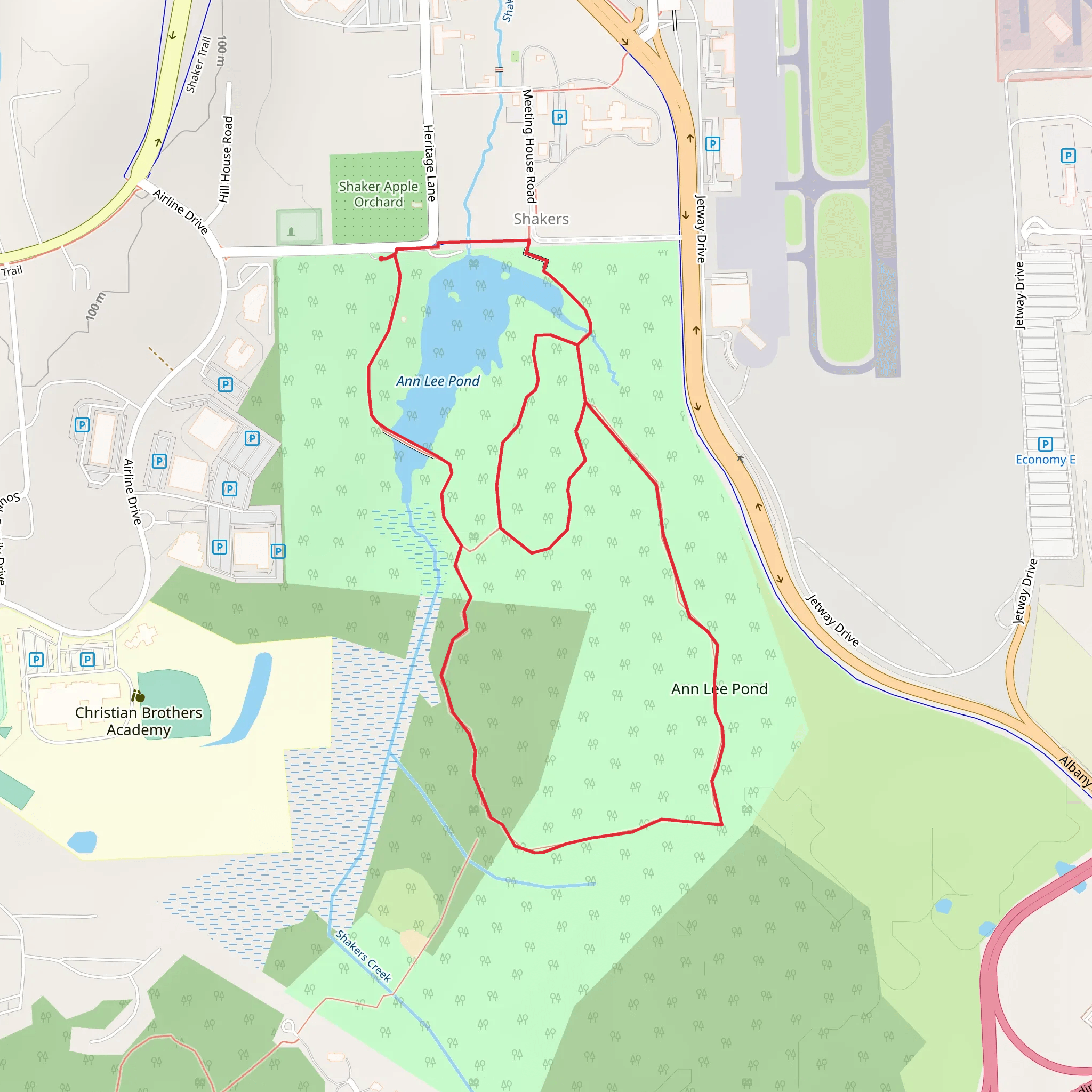 Ann Lee Pond and Shakers Creek Loop mobile static map