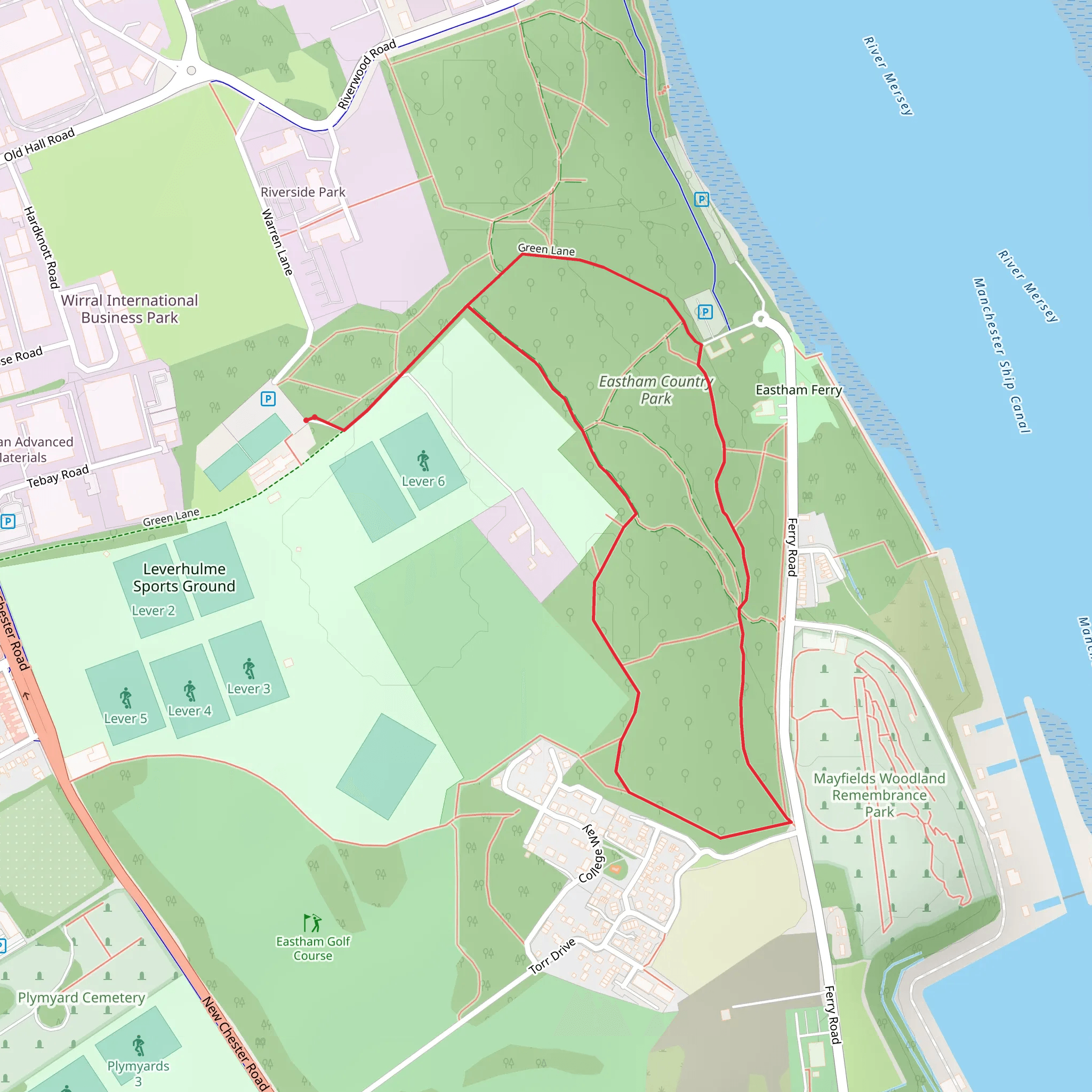 Eastham Country Park Loop mobile static map