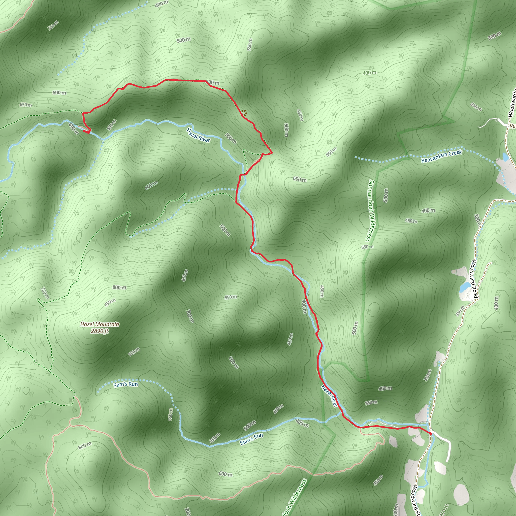 Hazel River Trail and White Rocks Trail mobile static map