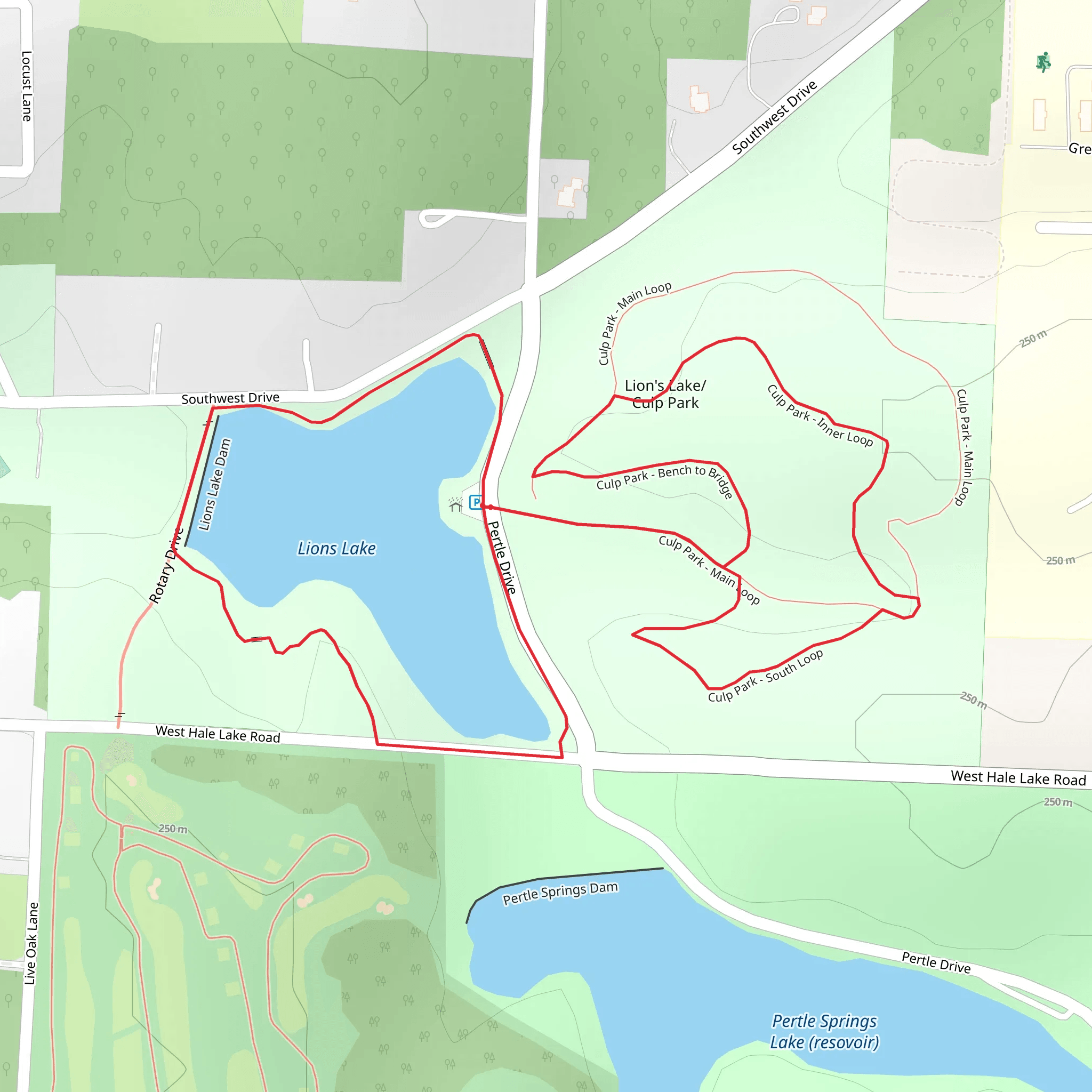 Lions Lake and Culp Park Loop mobile static map