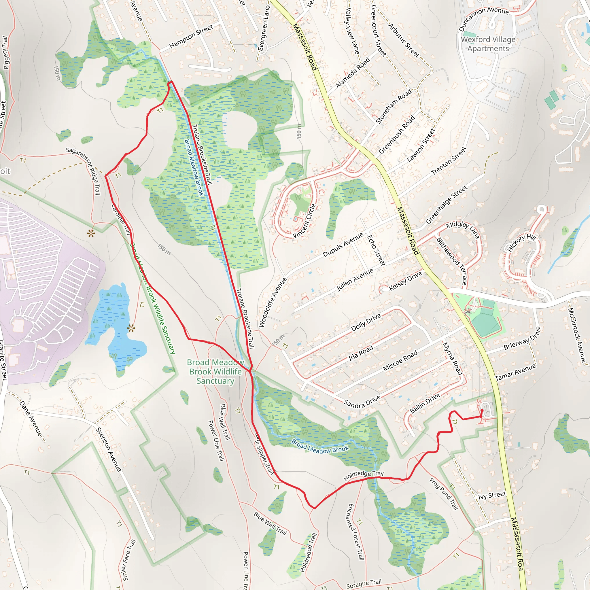 Troiano Brookside Trail via Holdredge Trail mobile static map