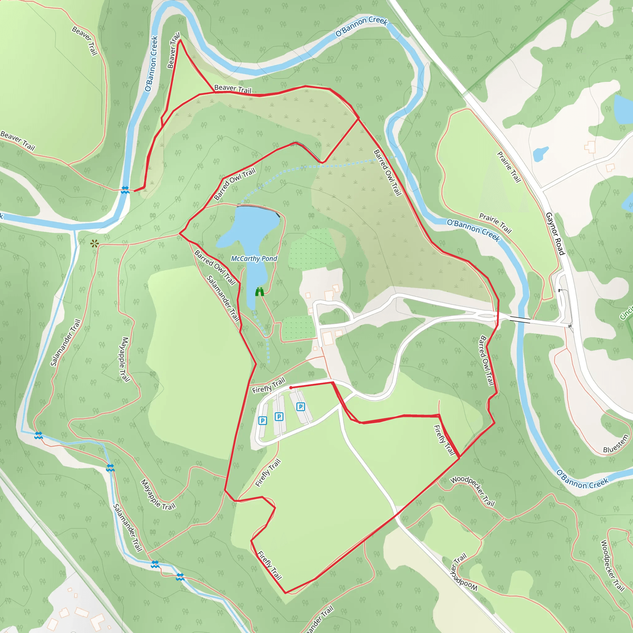 Barred Owl Trail and Firefly Loop Trail mobile static map