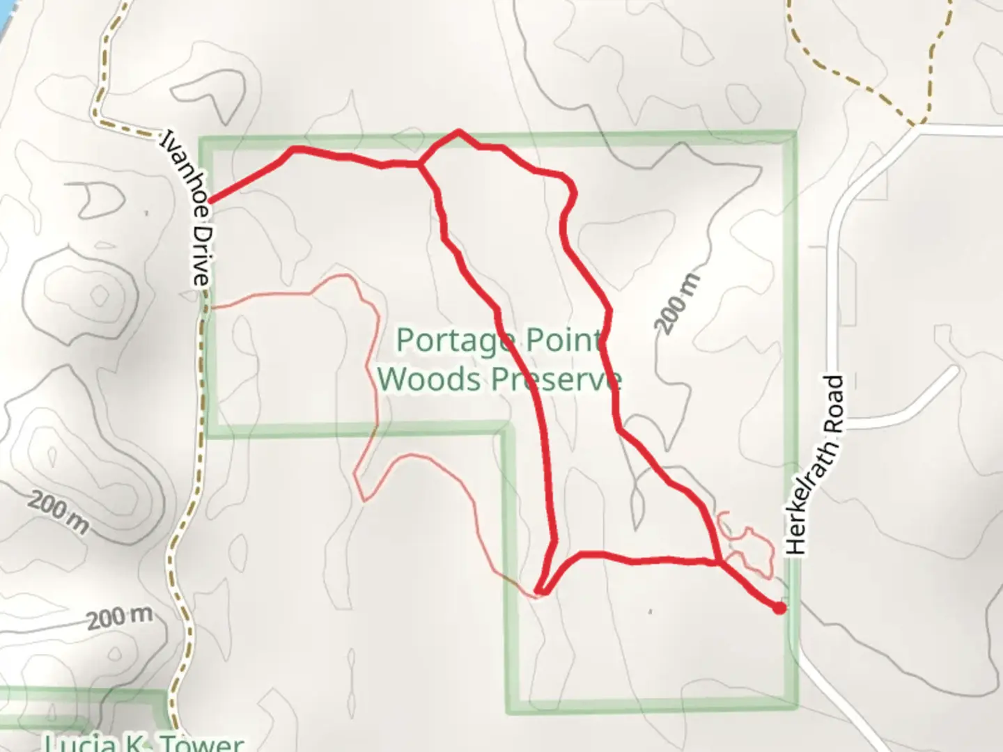 An image depicting the trail Red and Blue Loop Trail and its surrounding area.