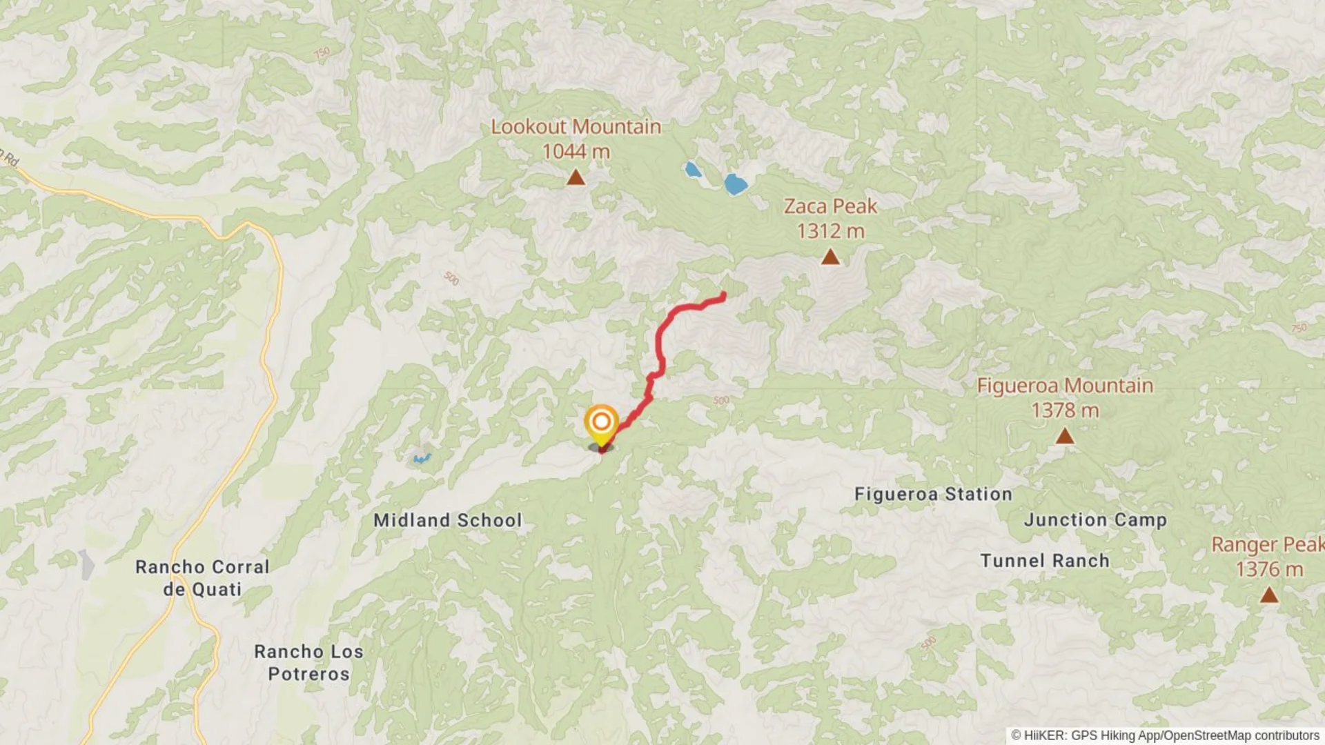 An image depicting the trail Grass Mountain via Birabent Canyon Trail and its surrounding area.