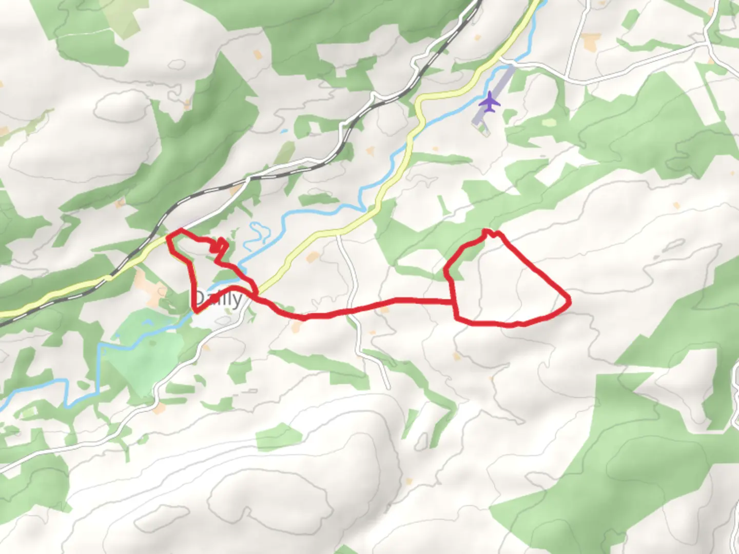 An image depicting the trail DAILLY TO BARONY HILL AND 3 CASTLE RUINS and its surrounding area.