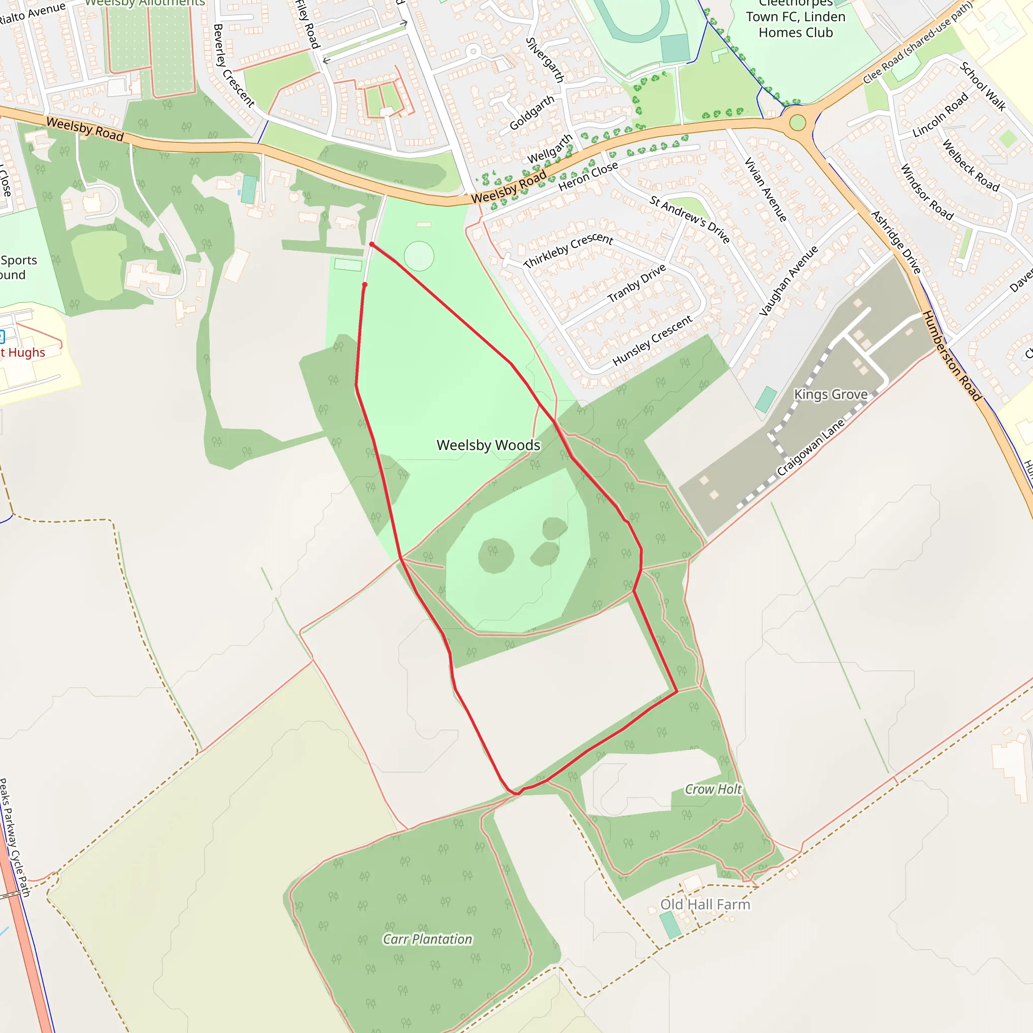 Weelsby Woods Walk mobile static map