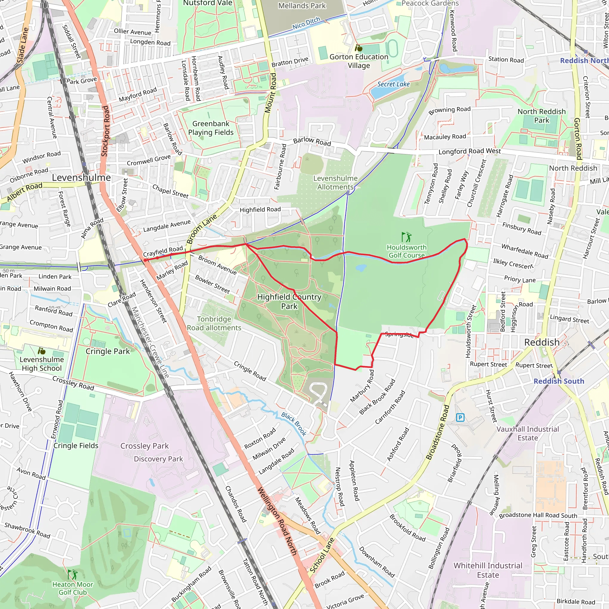 Highfield Country Park Loop mobile static map