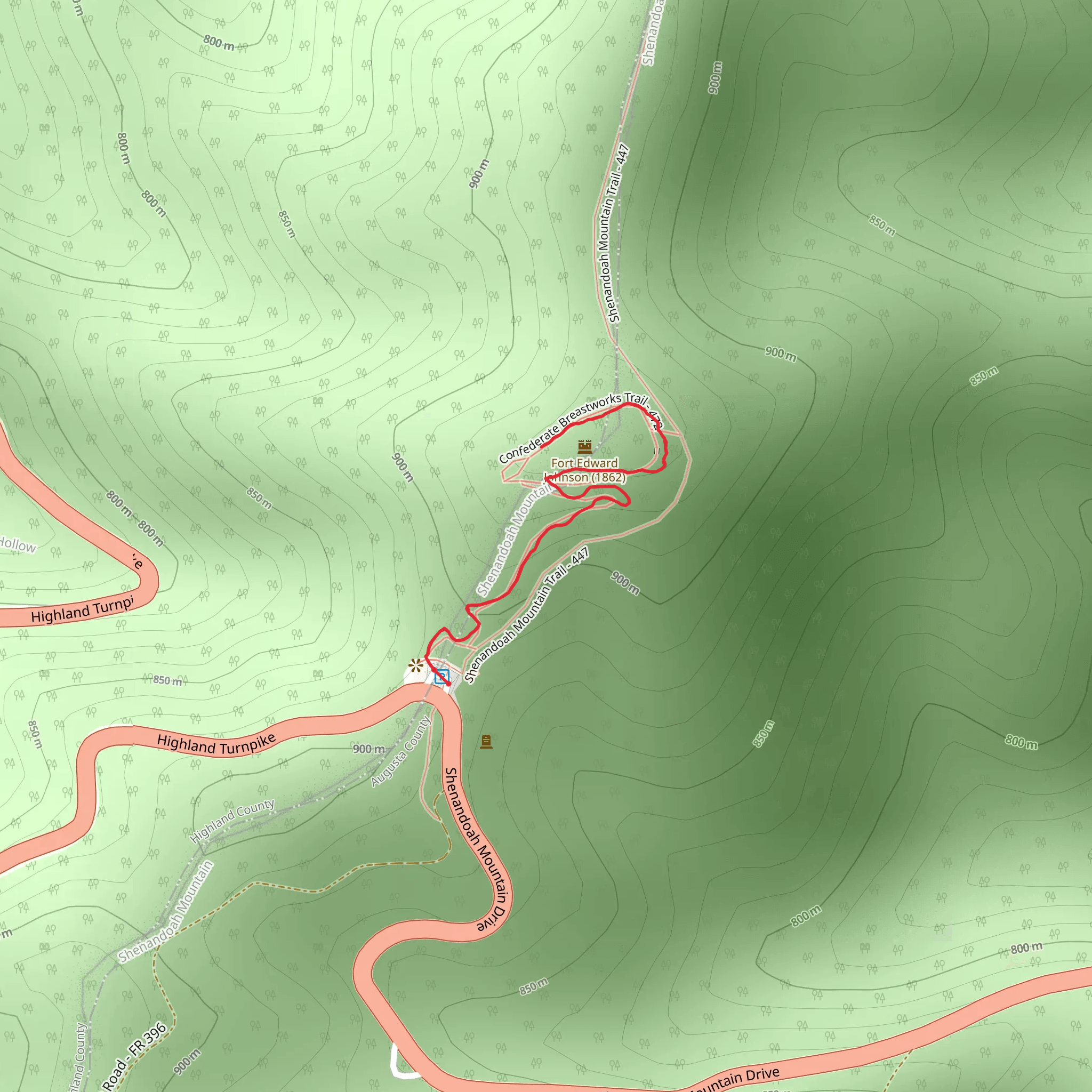 Confederate Breastworks Trail mobile static map