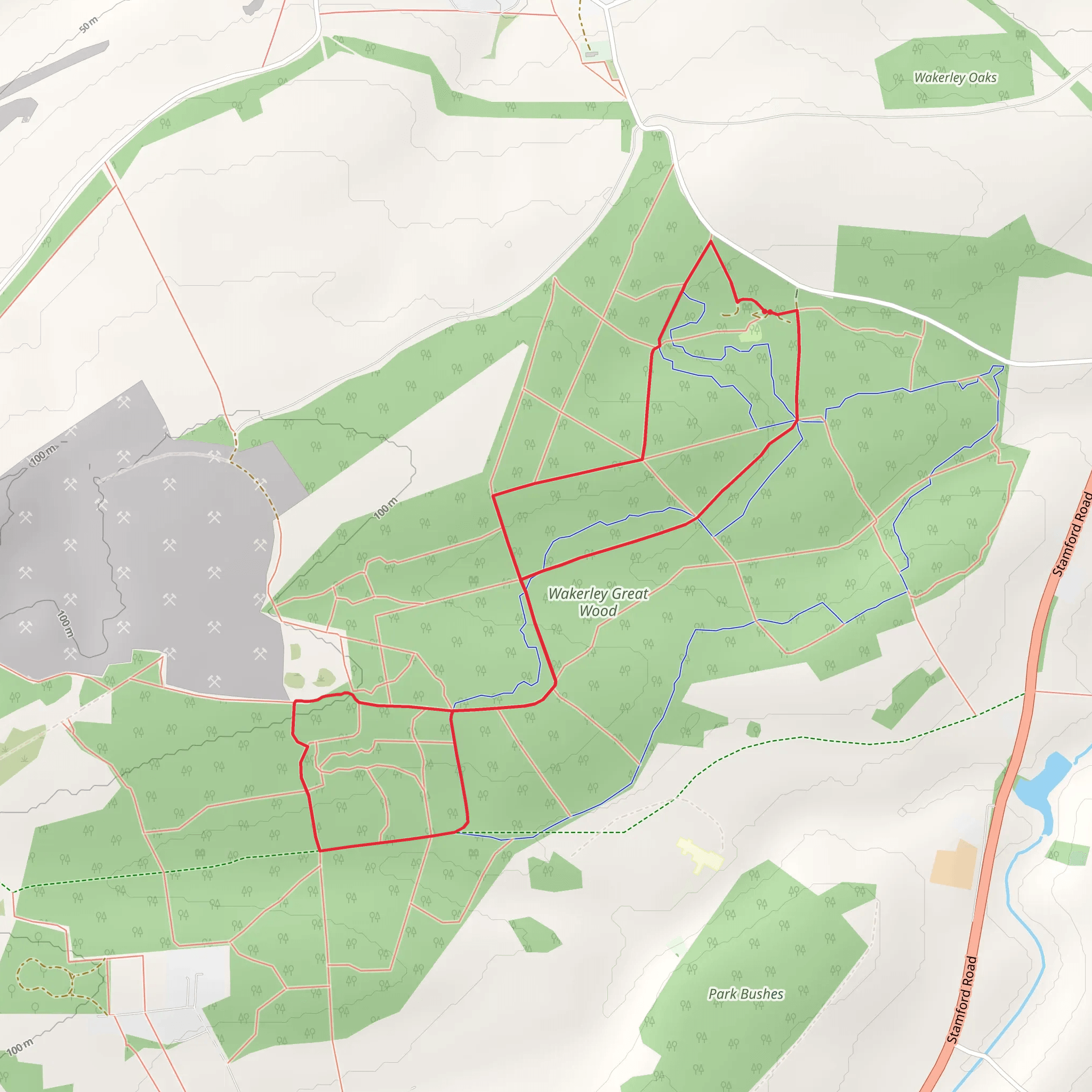 Wakerley Woods Loop mobile static map