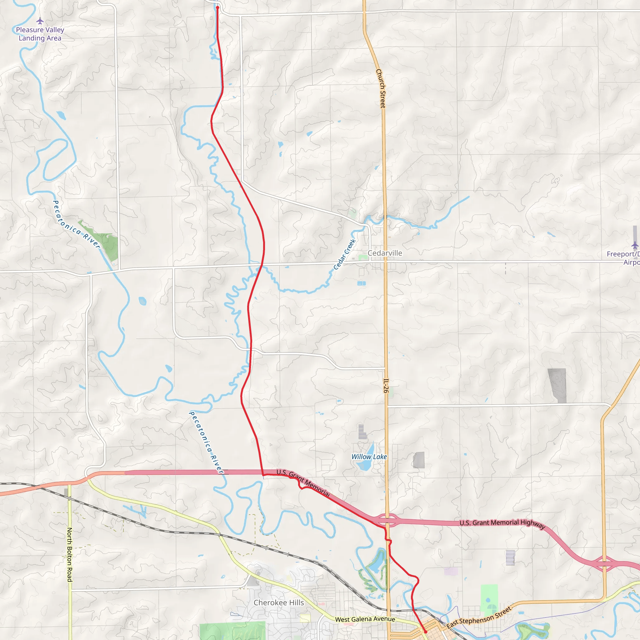 Jane Addams Trail to Buena Vista mobile static map