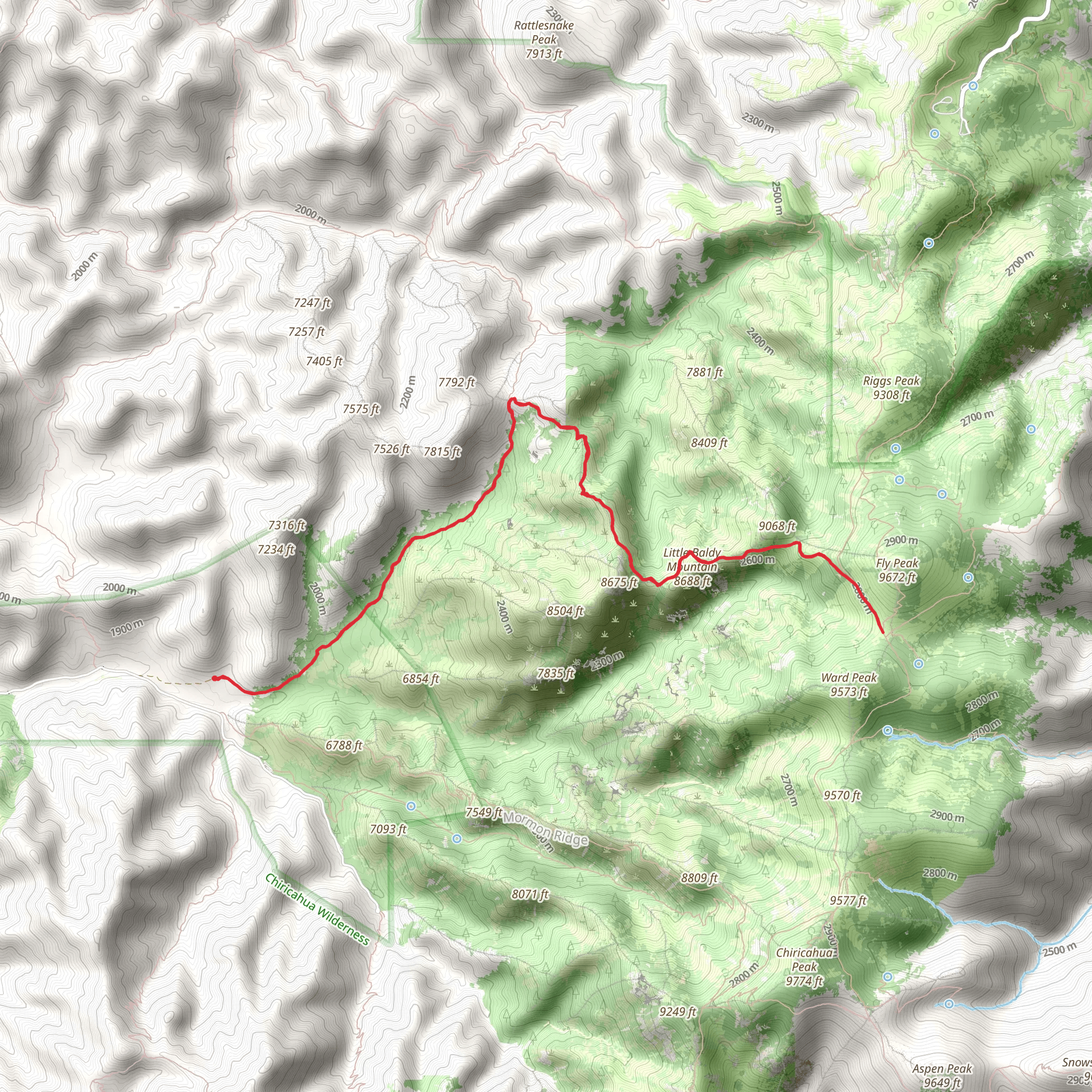 Little Baldy Mountain via Saulsbury Trail mobile static map