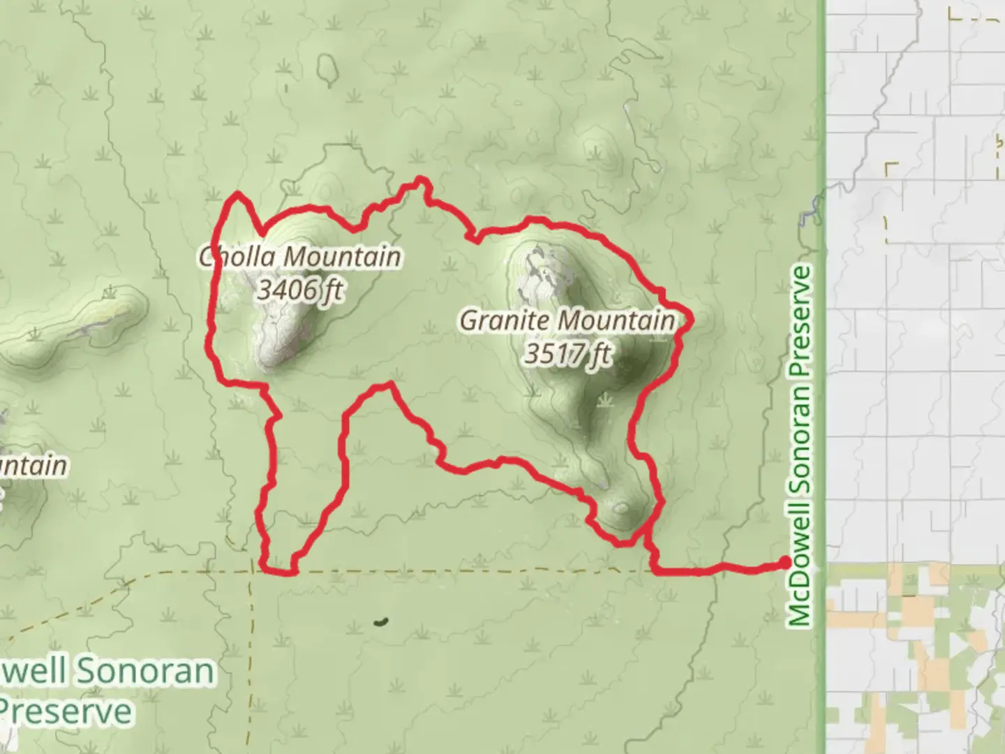 An image depicting the trail Cholla Mountain and Balanced Rock Loop and its surrounding area.