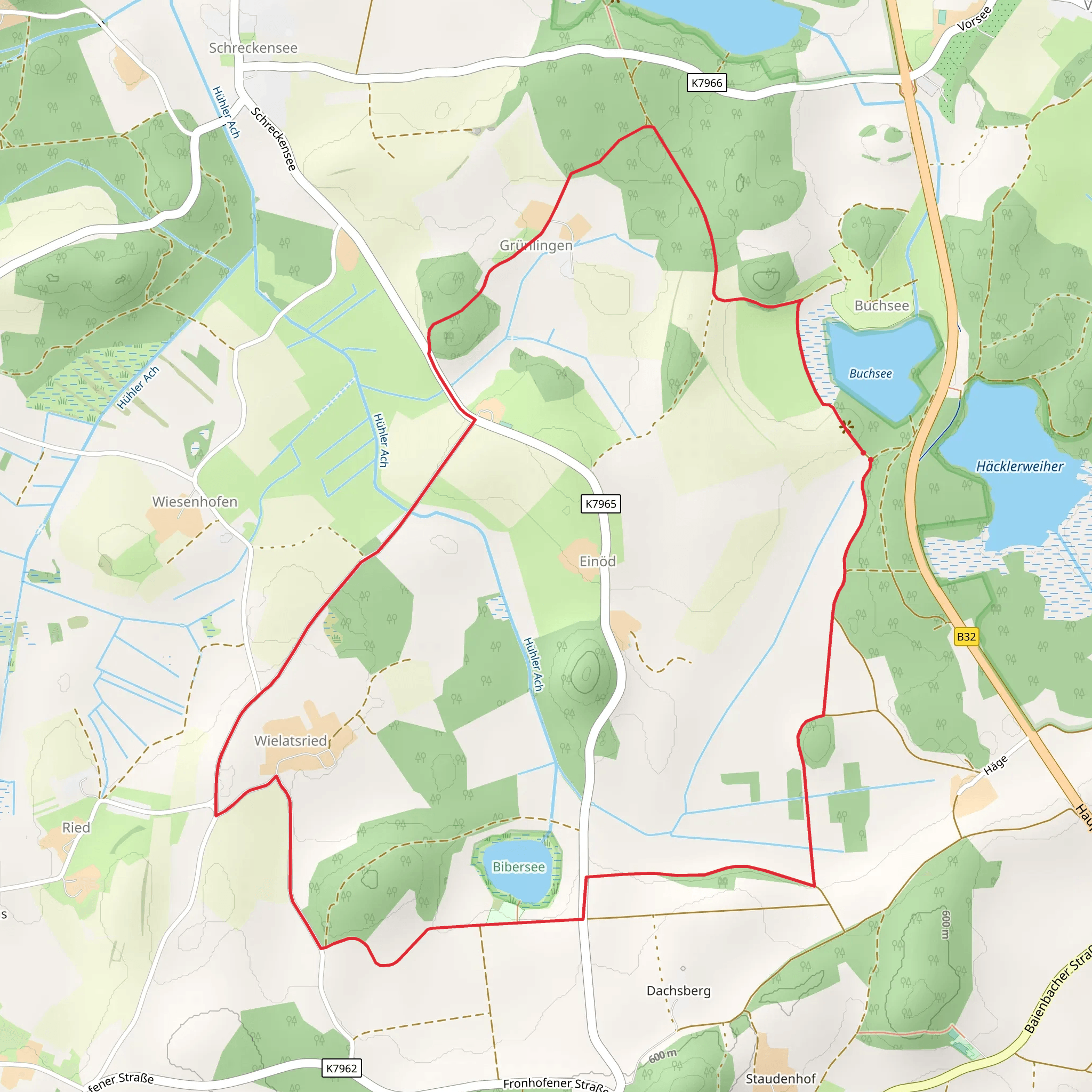 Buchsee, Bibersee and Wielatsried Loop mobile static map