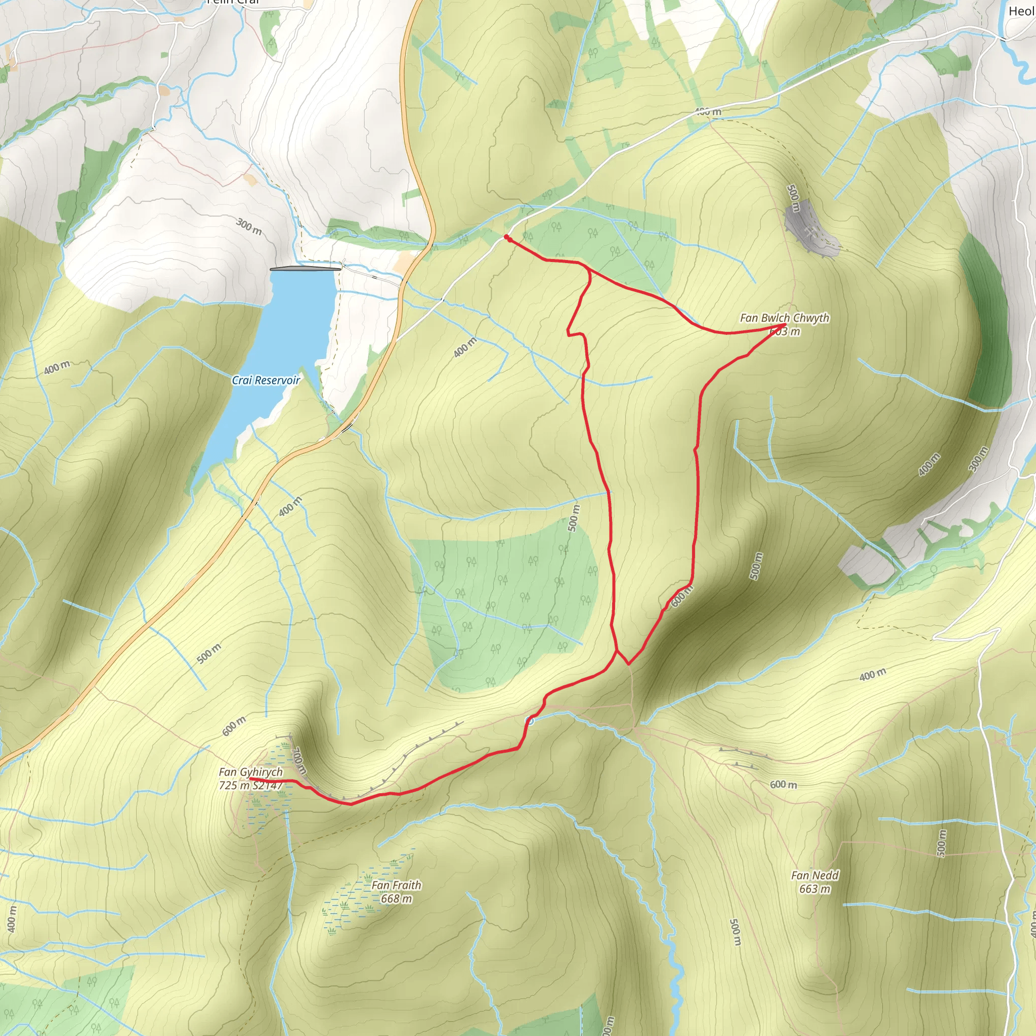 Fan Gyhirych and Fan Bwlch Chwyth - Fforest Fawr mobile static map