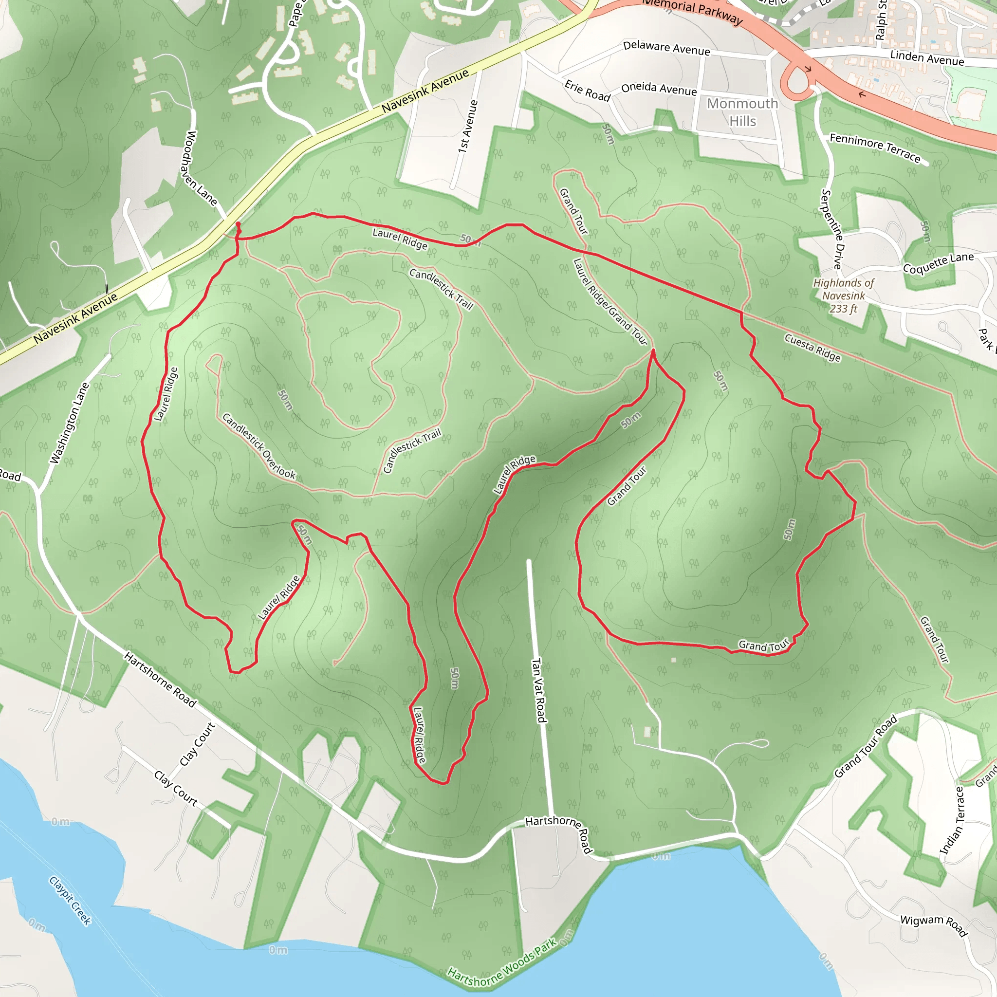 Hartshorne Woods Park Loop mobile static map