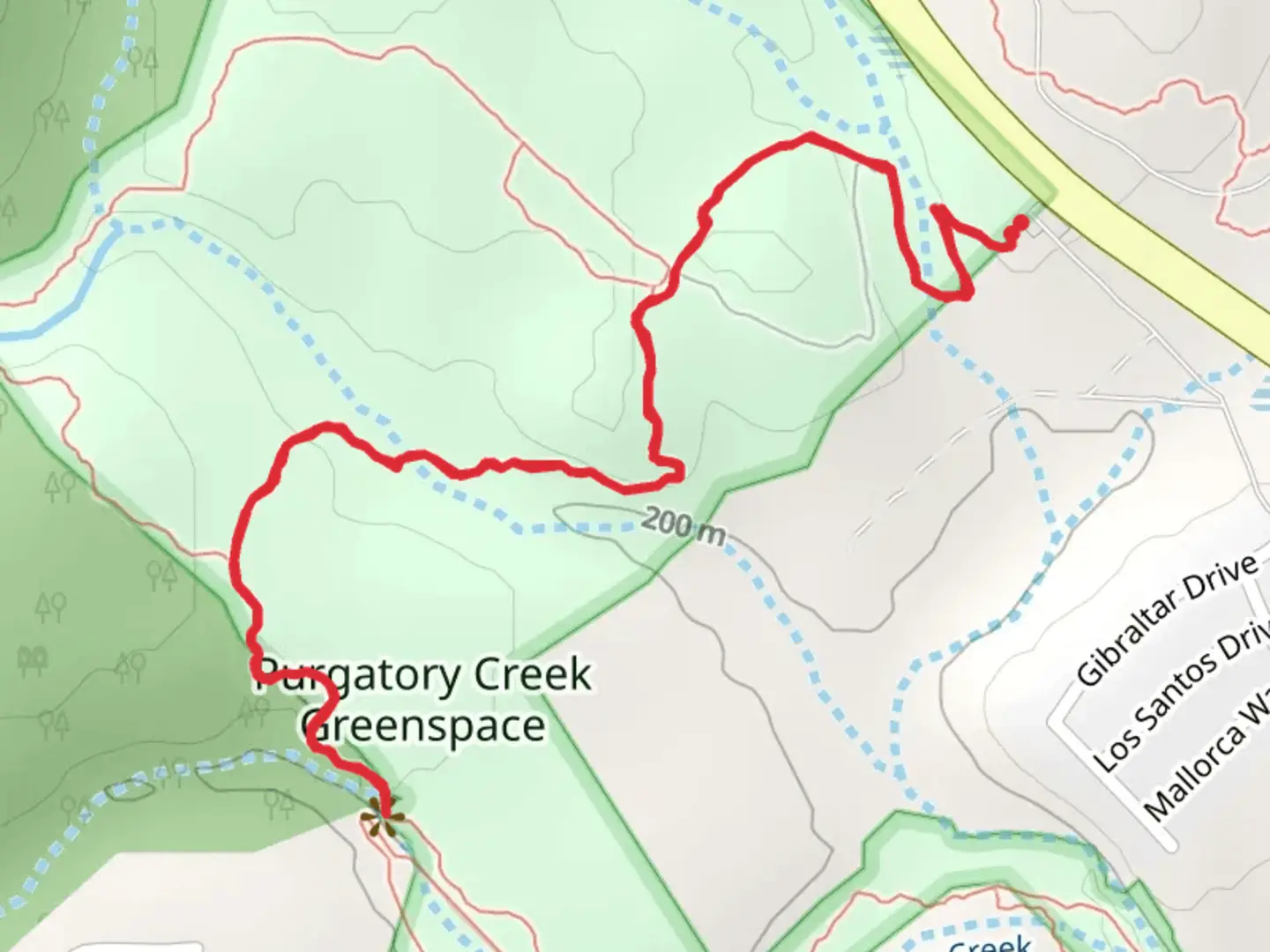 An image depicting the trail Minos Trail and Dante's Trail and its surrounding area.
