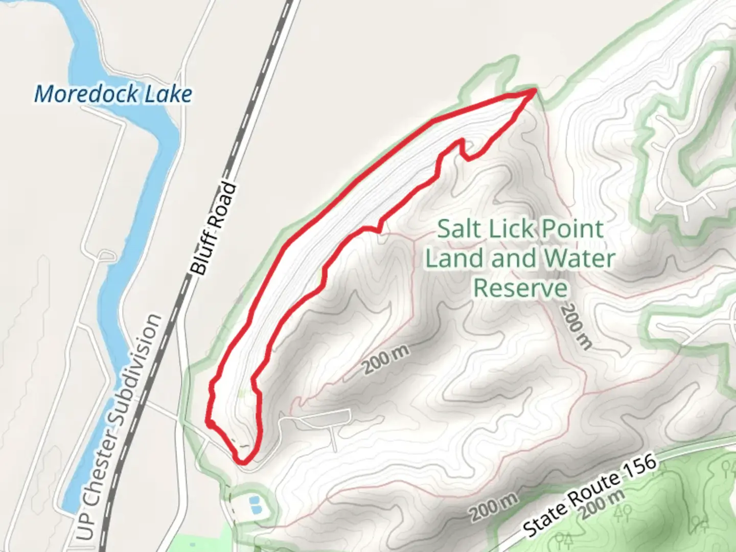 An image depicting the trail Salt Lick Point and Johnson Loop Trail and its surrounding area.