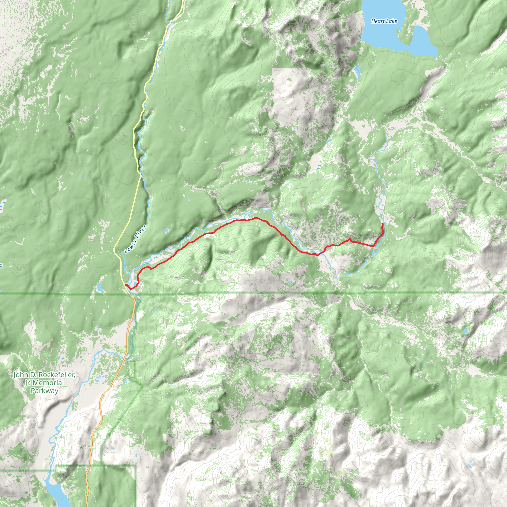 Snake River Cutoff via South Boundary Trail mobile static map