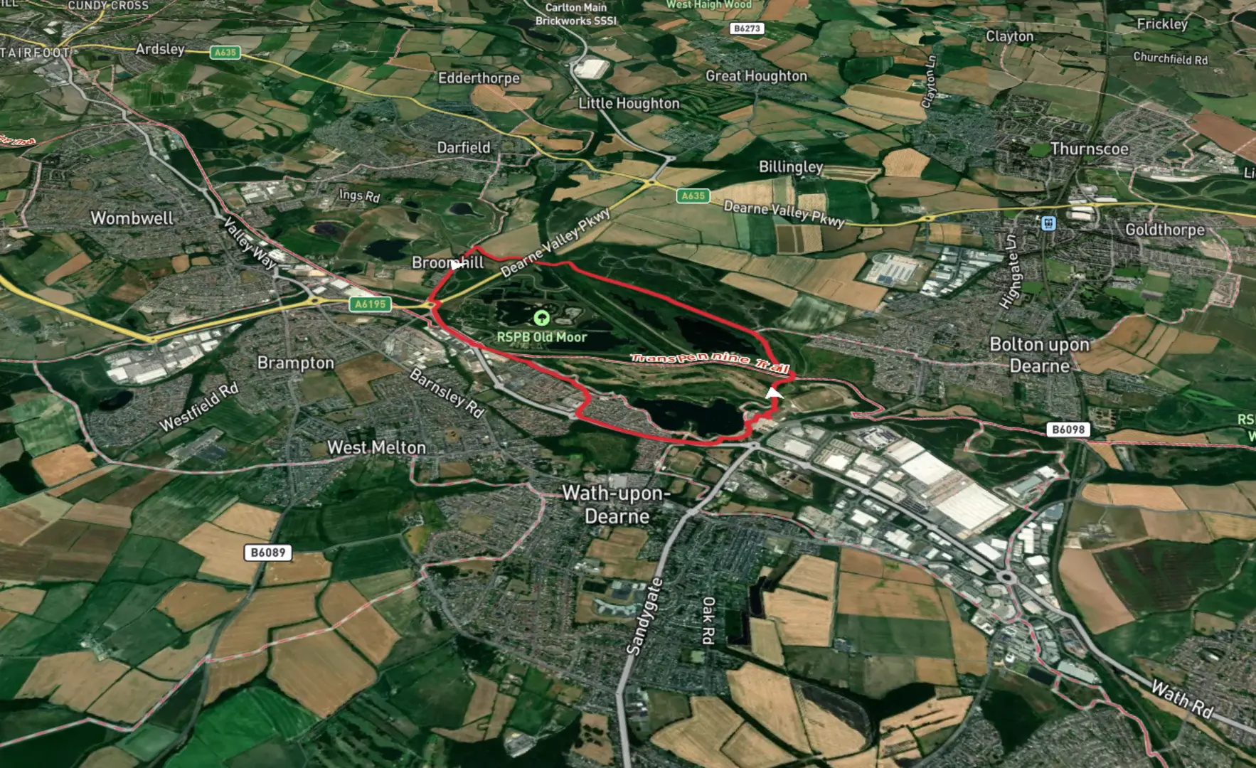 An image depicting the trail RSPB Old Moor Loop - Broomhill and its surrounding area.