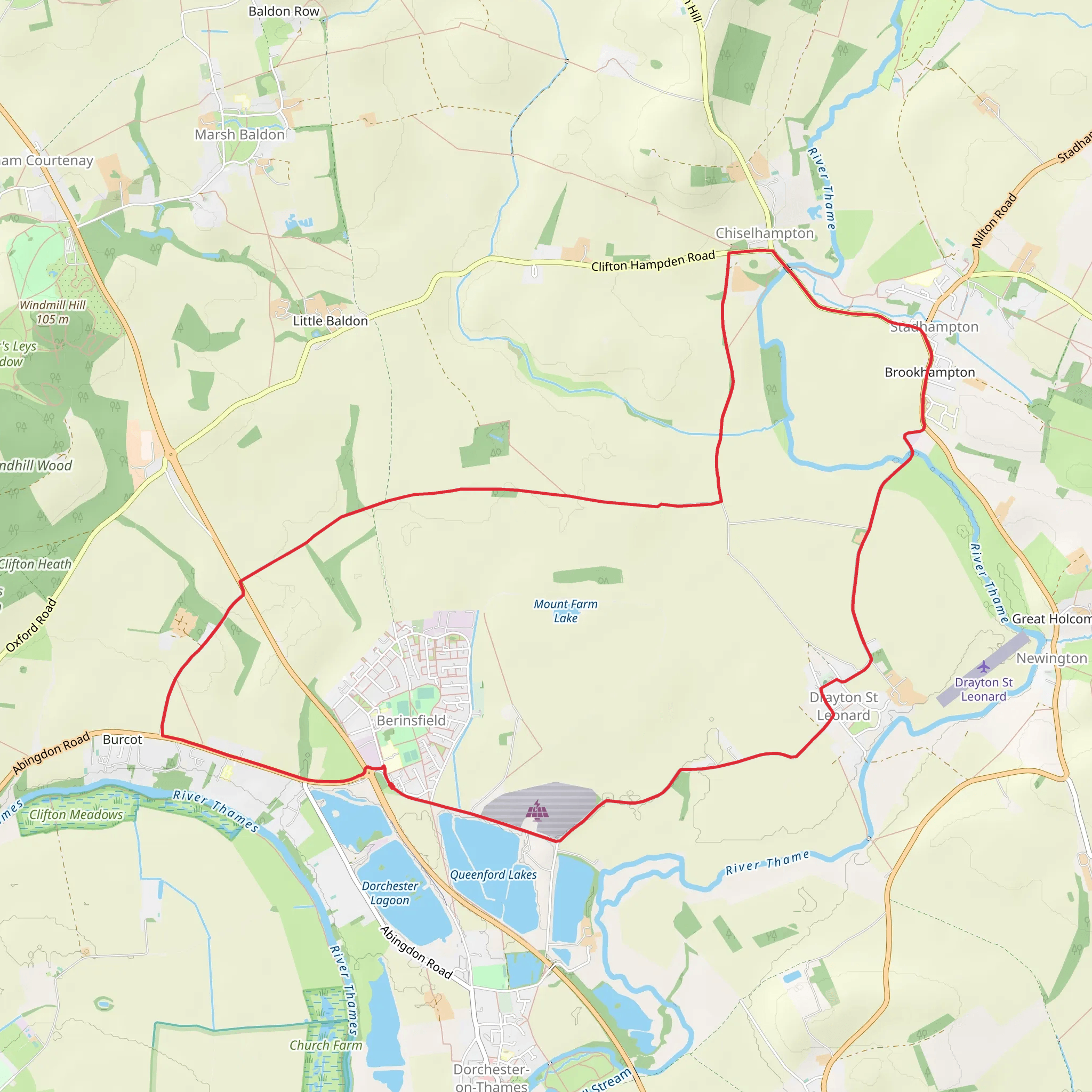 Berinsfield Country Park and Drayton St Leonard Country Park Loop mobile static map
