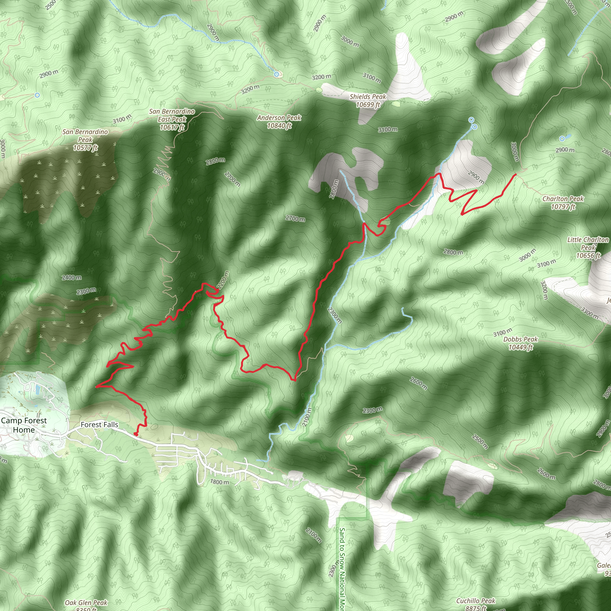 Falls Creek Trail mobile static map