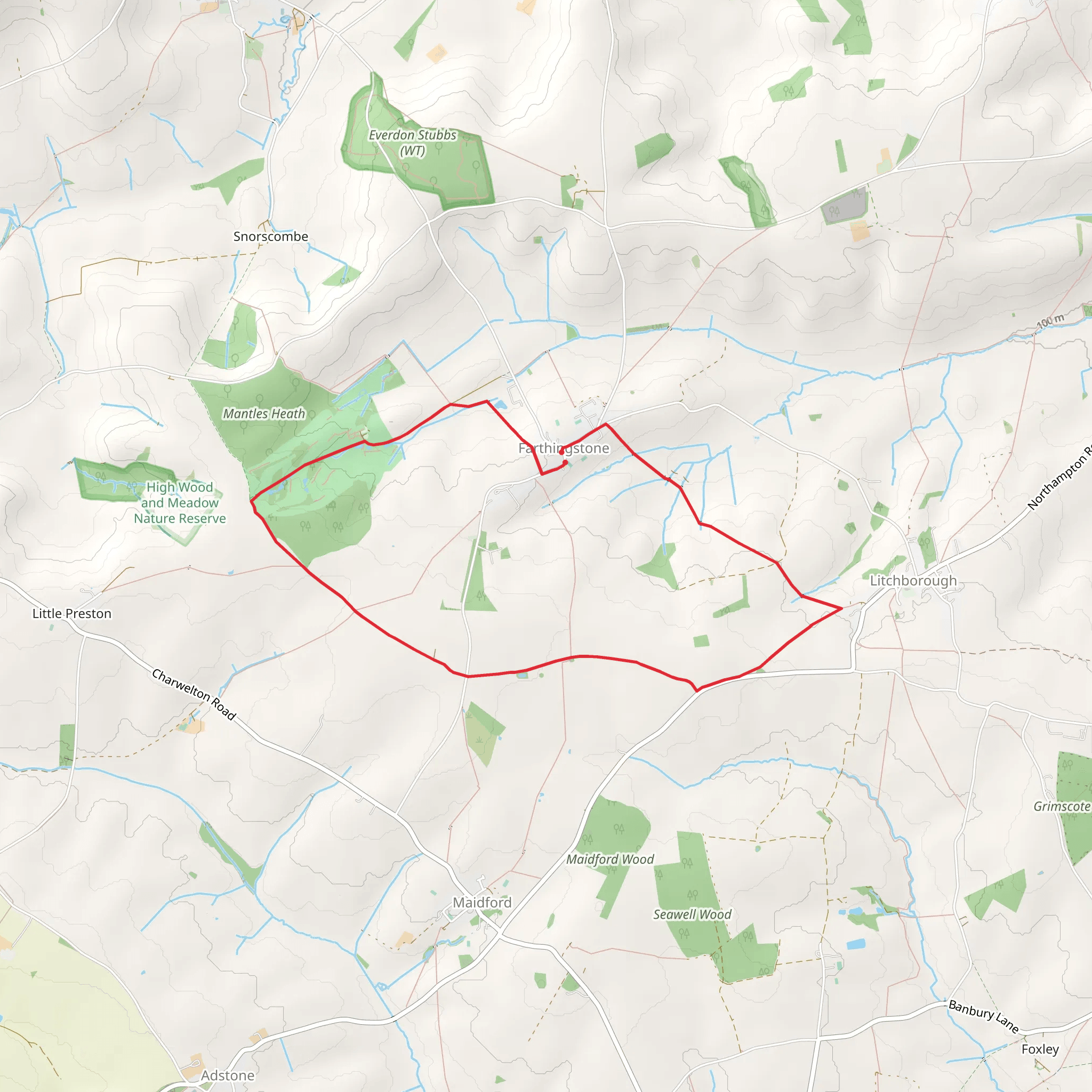 Knightley Way and Farthingstone Loop mobile static map
