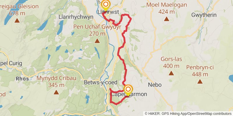 Conwy Valley Way stage 3 Map