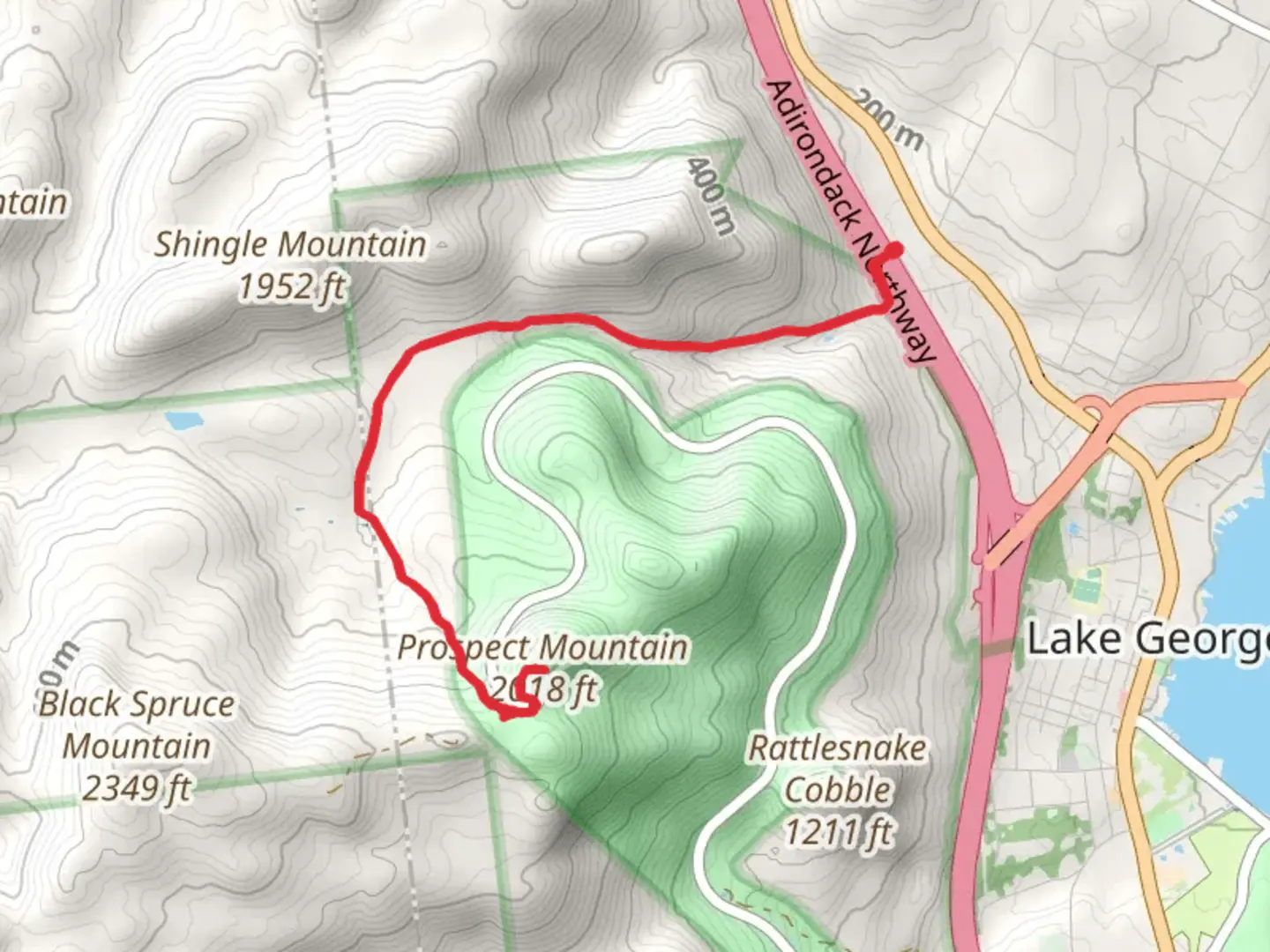 An image depicting the trail Prospect Mountain from Big Hollow Road and its surrounding area.