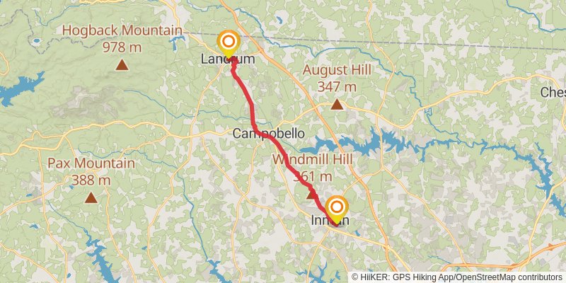 Palmetto Trail stage 14 Map