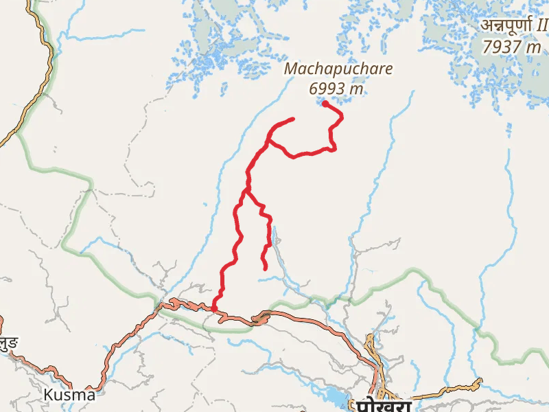 Mardi Himal Trek mobile static map